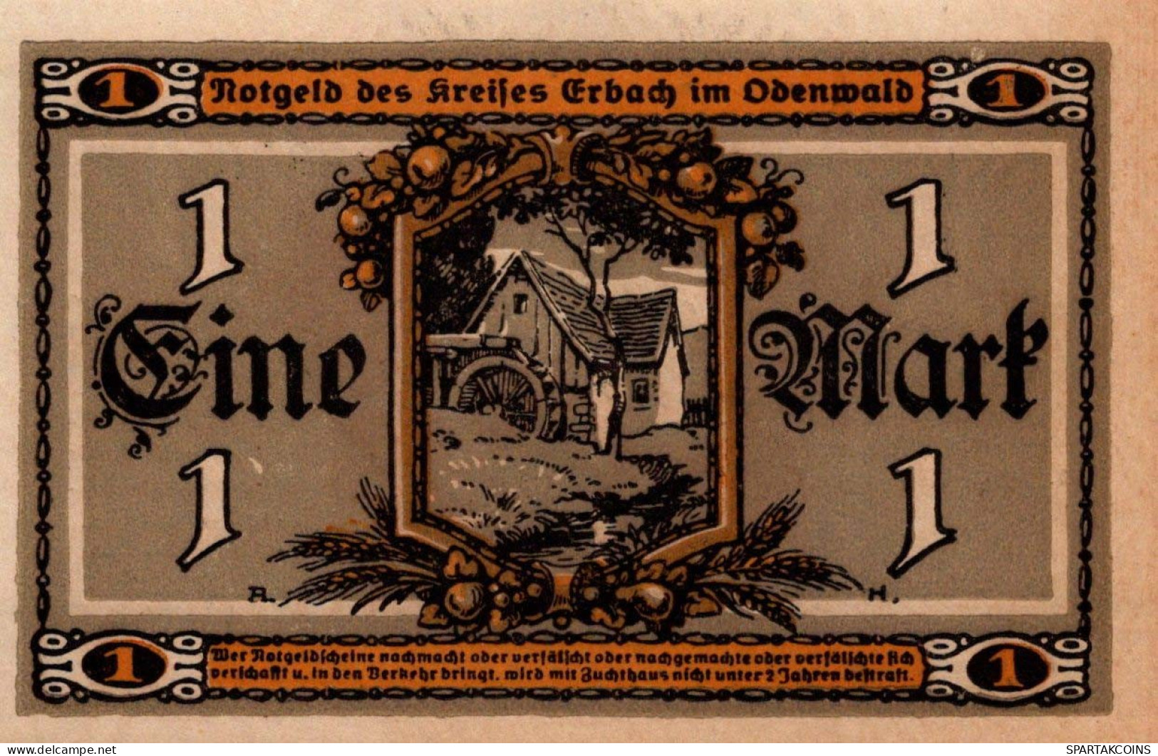 1 MARK 1918 Stadt ERBACH Hesse DEUTSCHLAND Notgeld Papiergeld Banknote #PF969 - [11] Emissioni Locali