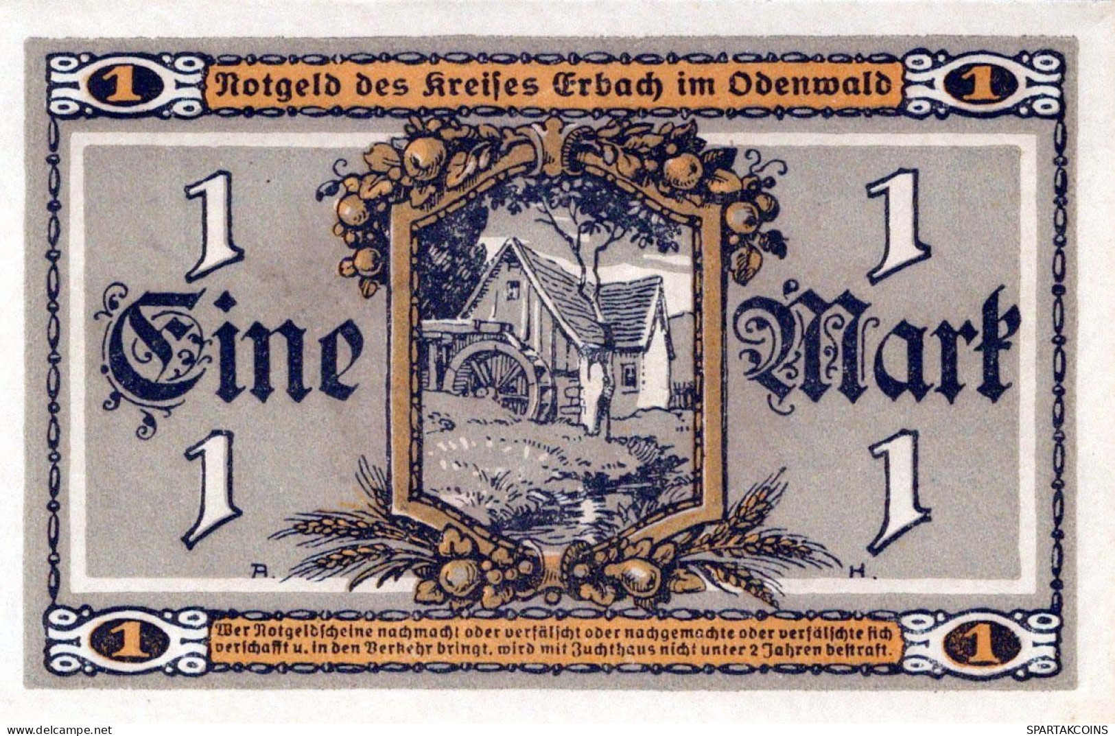 1 MARK 1918 Stadt ERBACH Hesse UNC DEUTSCHLAND Notgeld Banknote #PH892 - [11] Emissioni Locali