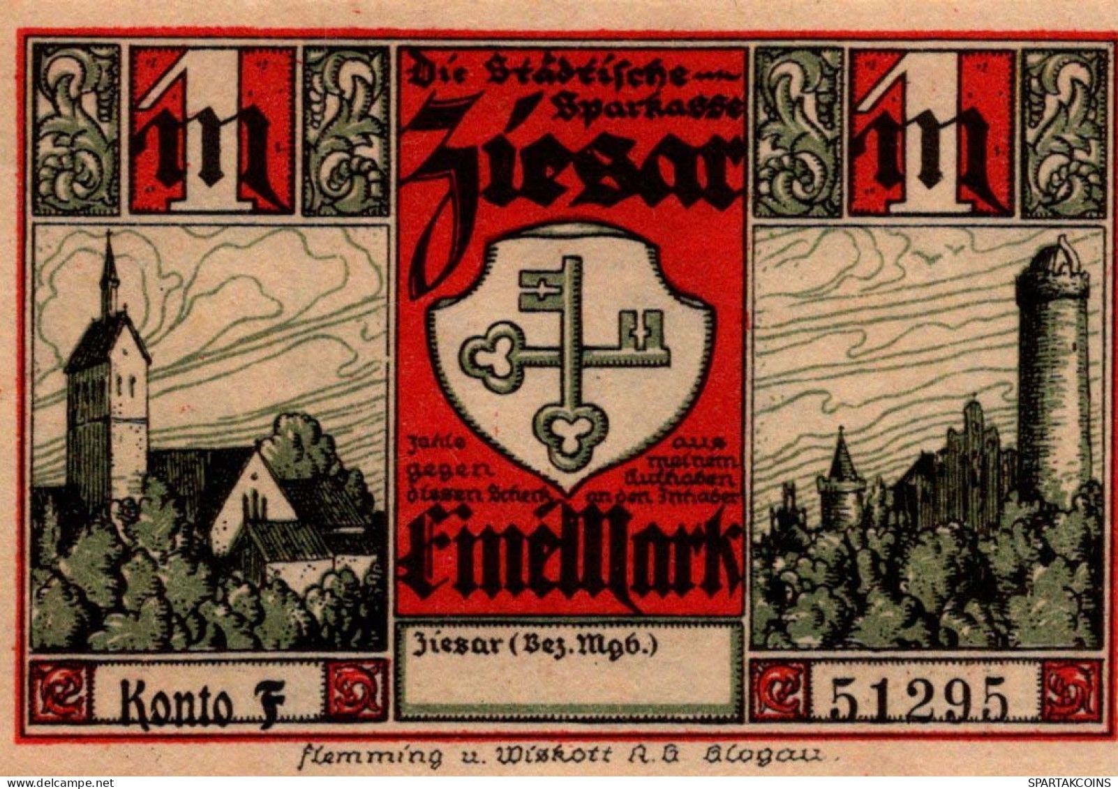 1 MARK 1914-1924 Stadt ZIESAR Saxony UNC DEUTSCHLAND Notgeld Banknote #PD410 - [11] Emissioni Locali