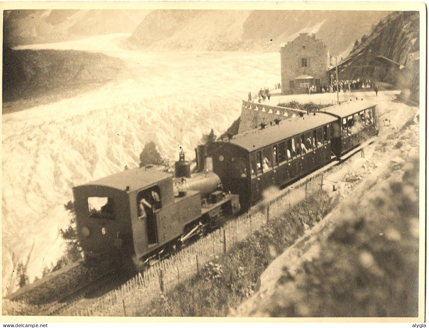 74 - CHAMONIX - Train à Vapeur En Gare De La Mer De Glace - Grande Photo 17 X 23 Cm. - Orte