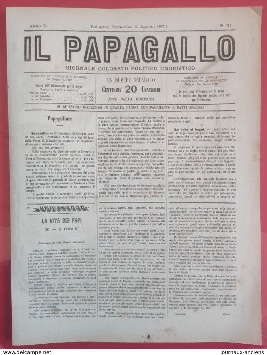1874 IL PAPAGALLO - Augusto GROSSI - POLICHINELLE BARBE BLEUE CHERCHE UN LOGEMENT - FRANCE