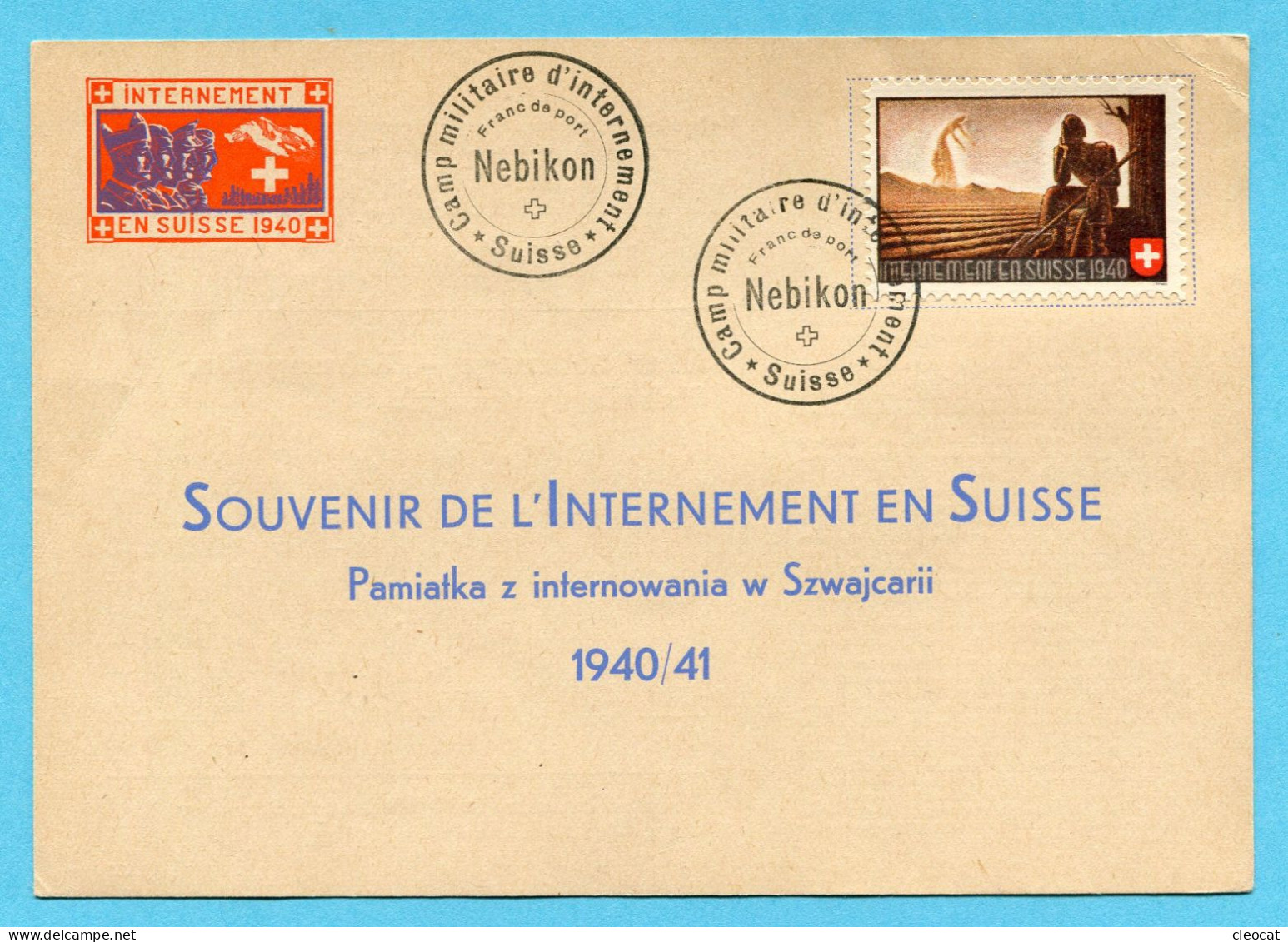 Souvenir De L'Internement En Suisse - Nebikon Mit Los Auf Rückseite - Dokumente
