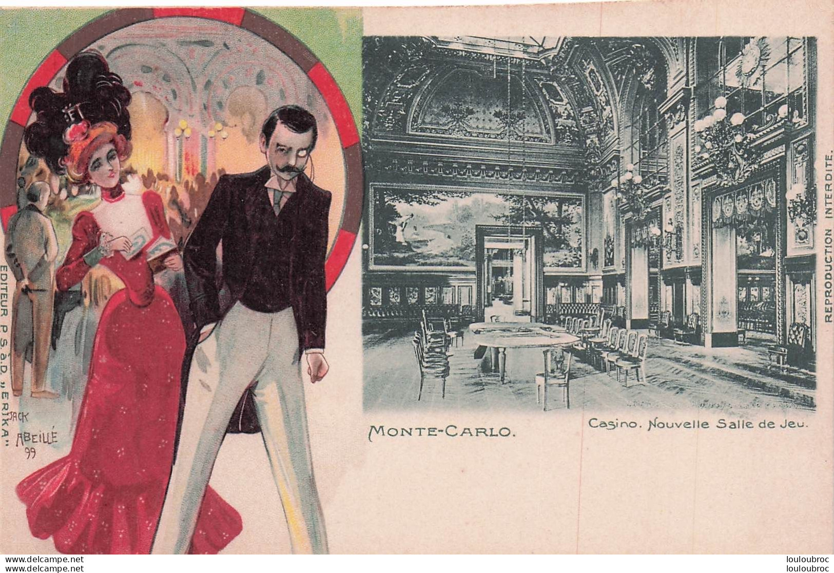 MONTE CARLO AVEC COUPLE ART NOUVEAU ET LE CASINO NOUVELLE SALLE DE JEU - Monte-Carlo