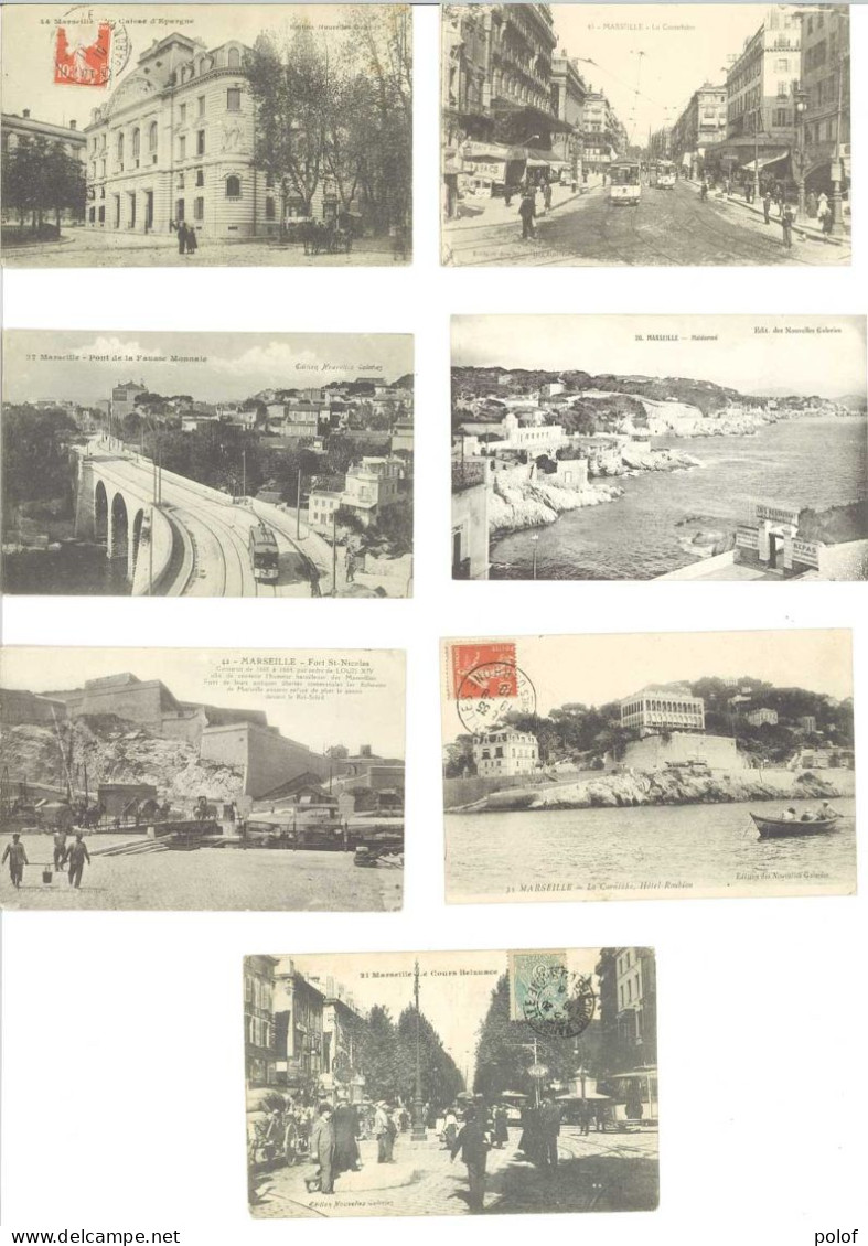 MARSEILLE - Lot De 7 CPA - Vues Diverses Dont Animations - Tramways, Caisse D' Epargne...    (125375) - Ohne Zuordnung