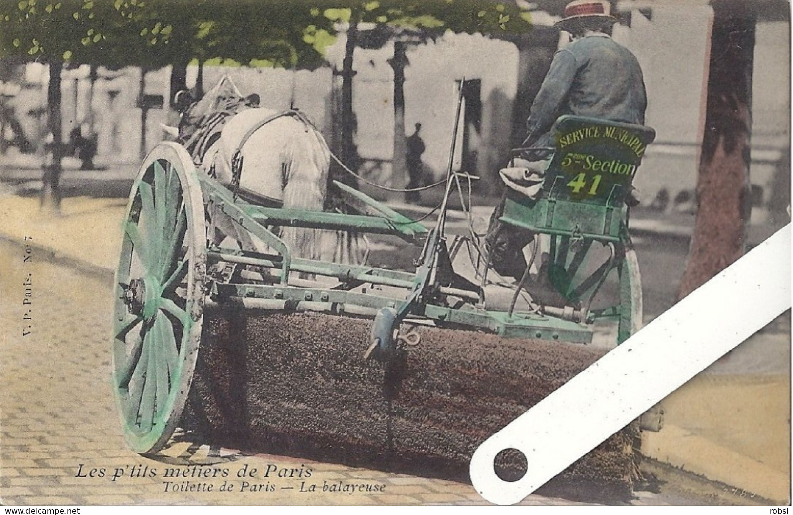 75.Paris, Les P'tits Métiers De Paris,(V.P 6.) Eugène  Arget, La Balayeuse Colorisée , D5130 - Ambachten In Parijs