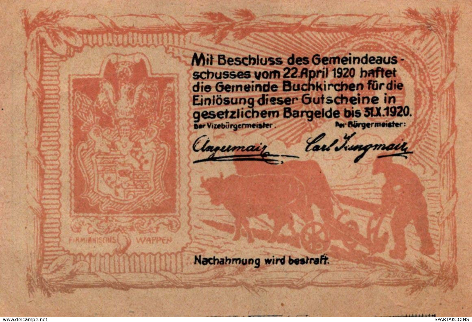 10 HELLER 1920 Stadt BUCHKIRCHEN Oberösterreich Österreich Notgeld #PF141 - [11] Local Banknote Issues