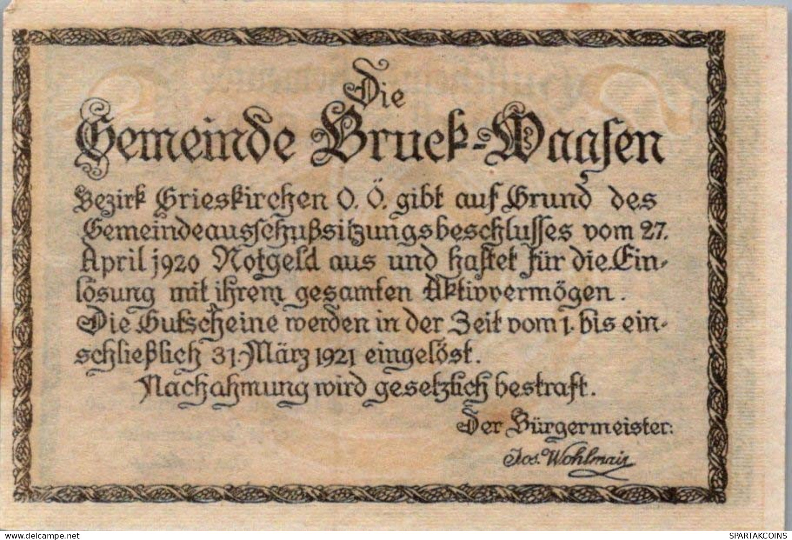 10 HELLER 1920 Stadt BRUCK-WAASEN Oberösterreich Österreich Notgeld #PF162 - [11] Local Banknote Issues