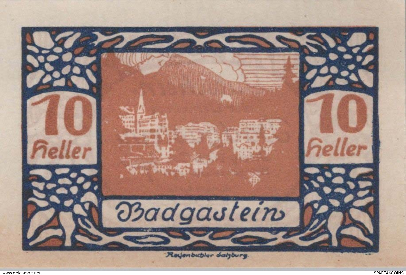 10 HELLER 1920 Stadt BAD GASTEIN Salzburg Österreich Notgeld Banknote #PF363 - [11] Local Banknote Issues