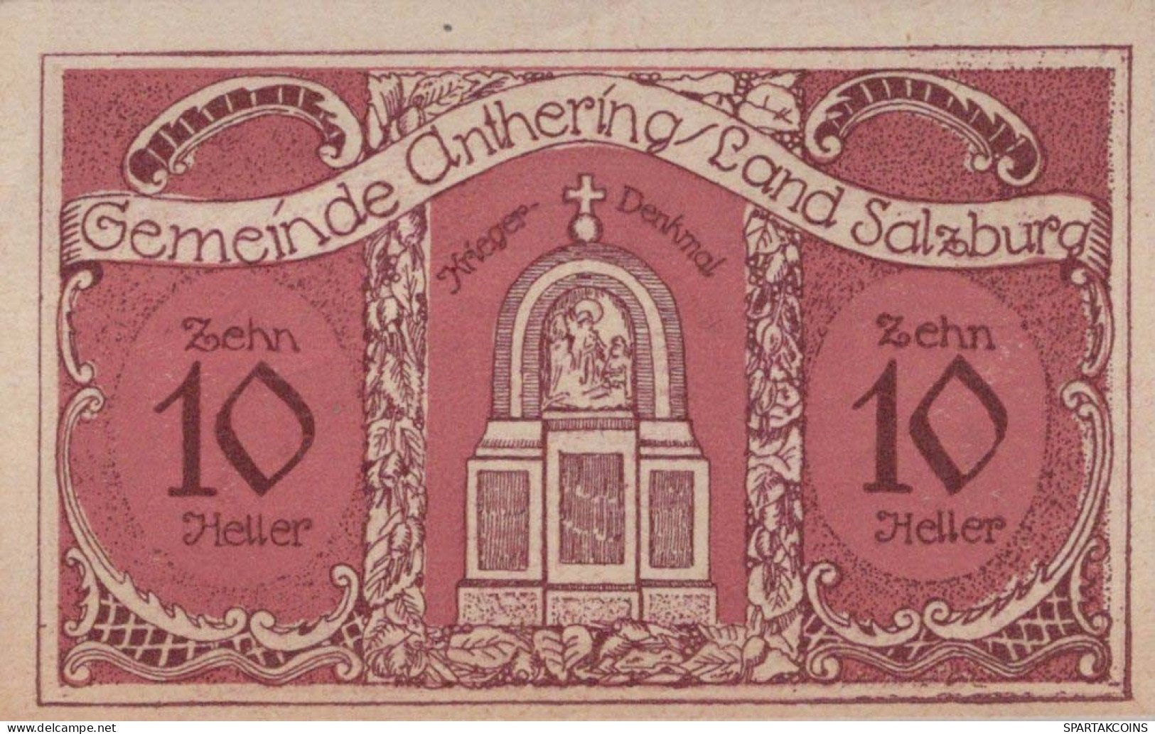 10 HELLER 1920 Stadt ASCHBACH Niedrigeren Österreich Notgeld Banknote #PF338 - [11] Local Banknote Issues