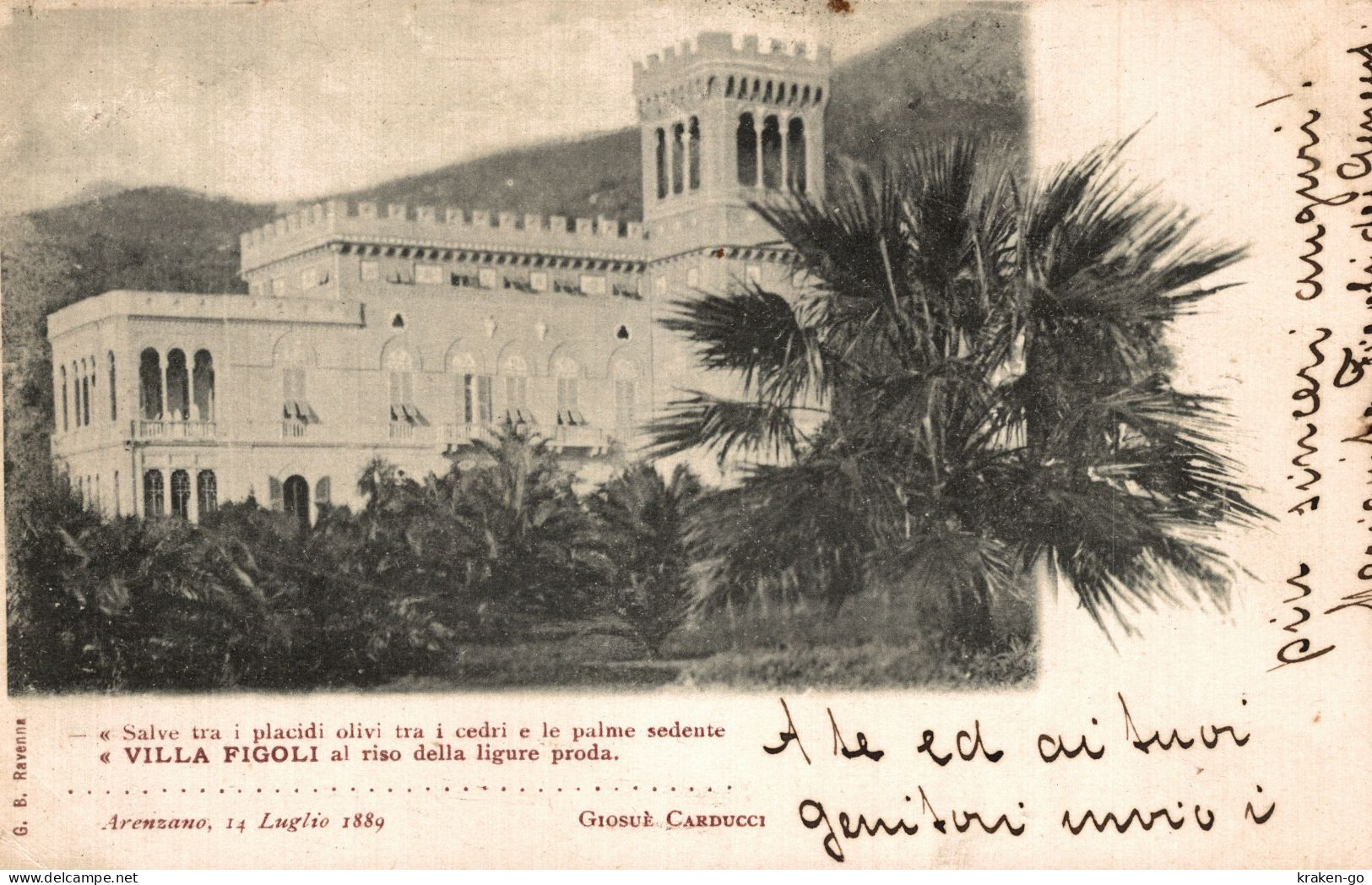 ARENZANO, Genova - Castello Negrotto - Poesia Di G. Carducci - VG - #019 - Andere & Zonder Classificatie