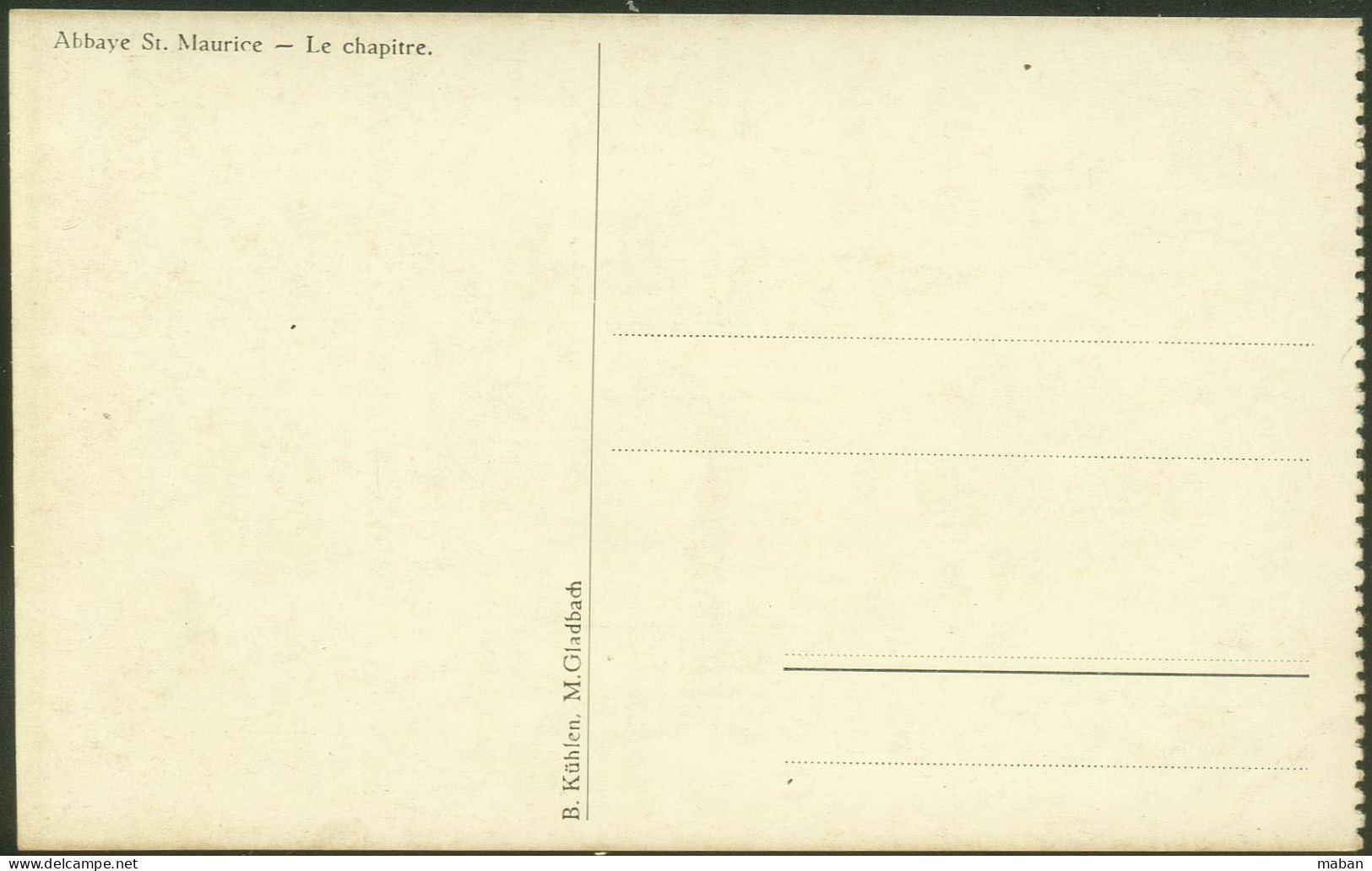 Abbaye St. Maurice - Le Chapitre - B. Kuhlen M. Gladbach Ca 1915 - Clervaux