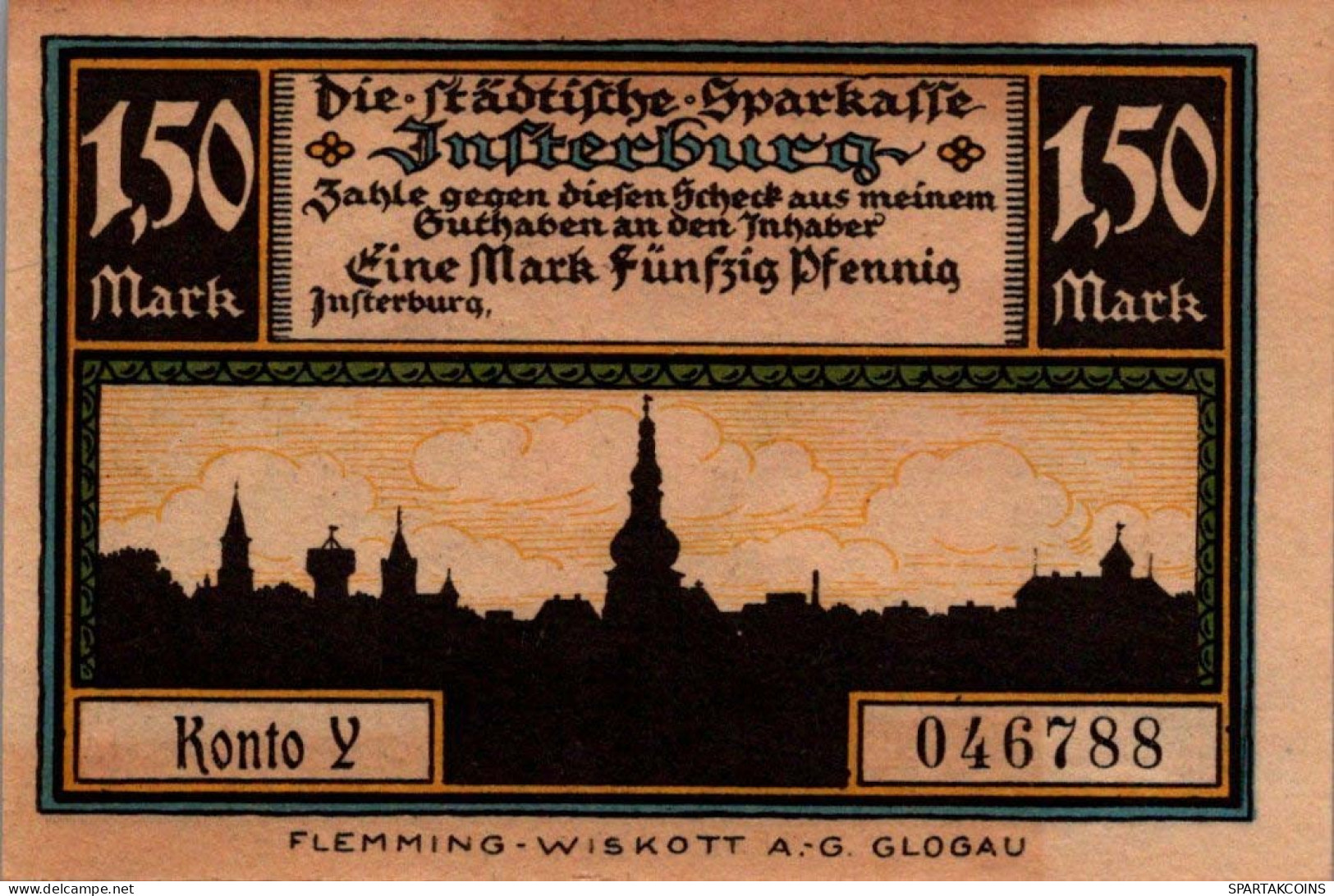1.5 MARK 1914-1924 Stadt INSTERBURG East PRUSSLAND UNC DEUTSCHLAND Notgeld #PD167 - [11] Local Banknote Issues