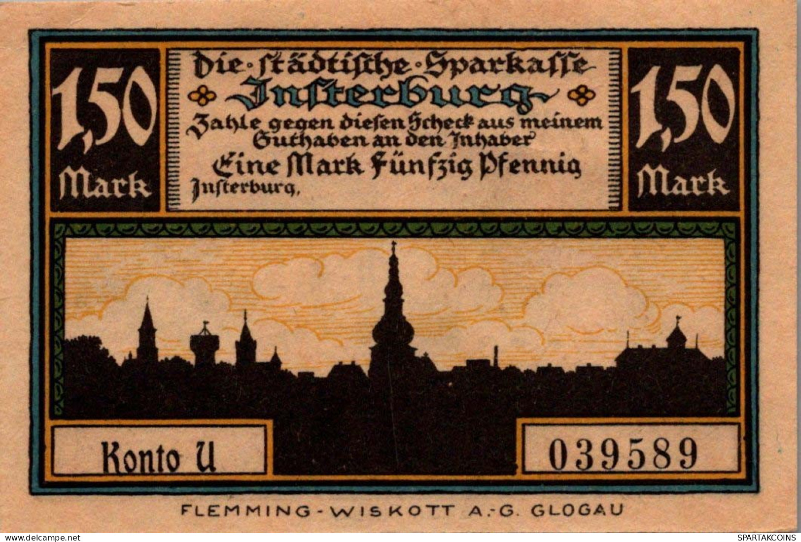 1.5 MARK 1914-1924 Stadt INSTERBURG East PRUSSLAND UNC DEUTSCHLAND Notgeld #PD155 - [11] Emisiones Locales