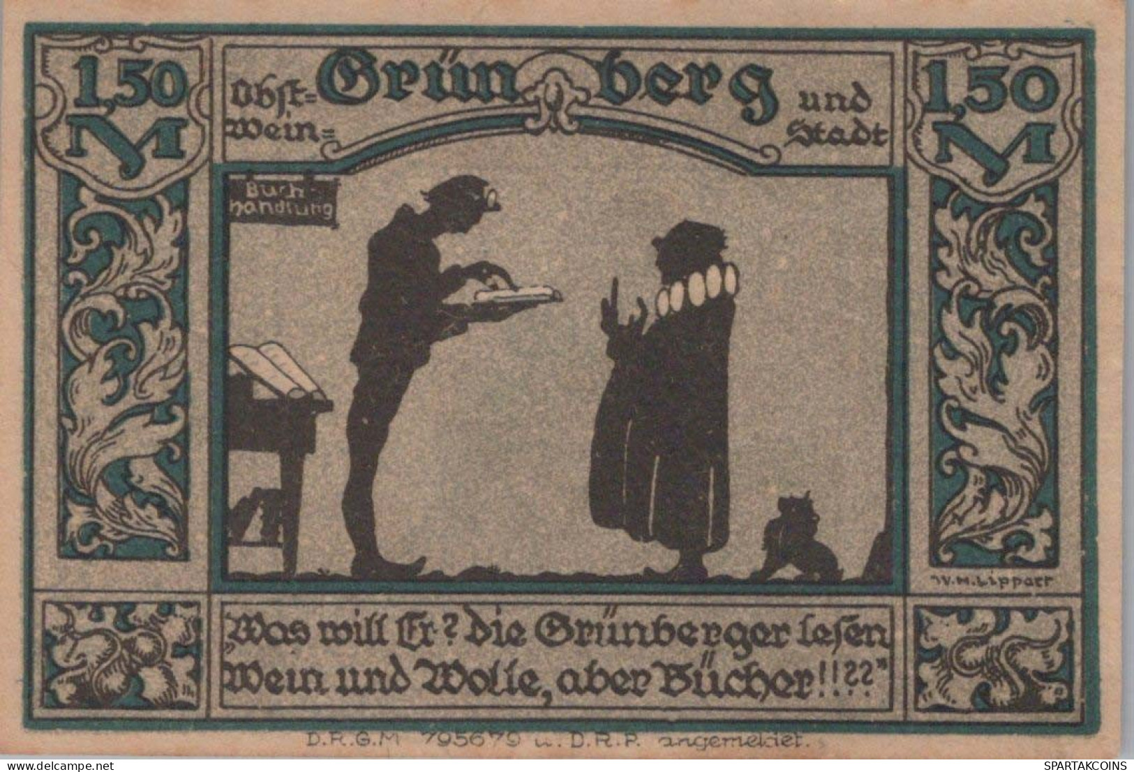 1.5 MARK 1914-1924 Stadt GRÜNBERG Niedrigeren Silesia UNC DEUTSCHLAND Notgeld #PD080 - [11] Local Banknote Issues