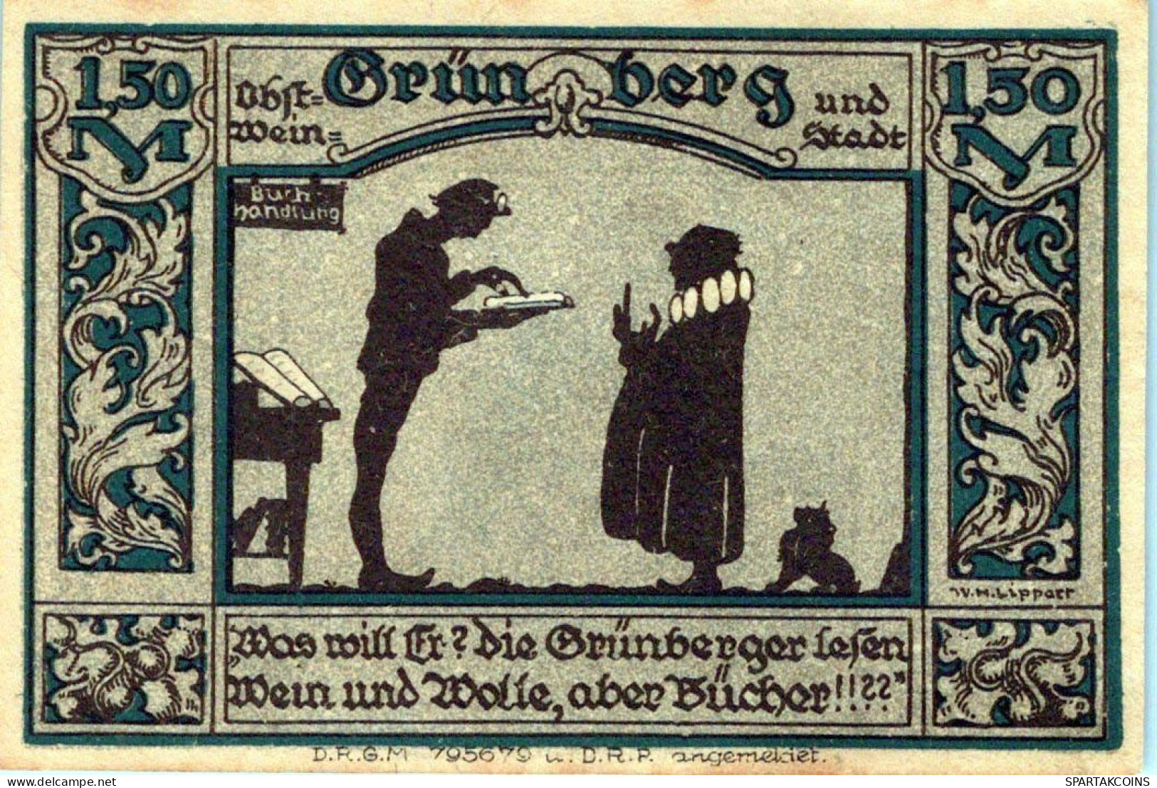 1.5 MARK 1914-1924 Stadt GRÜNBERG Niedrigeren Silesia UNC DEUTSCHLAND Notgeld #PD080 - [11] Local Banknote Issues