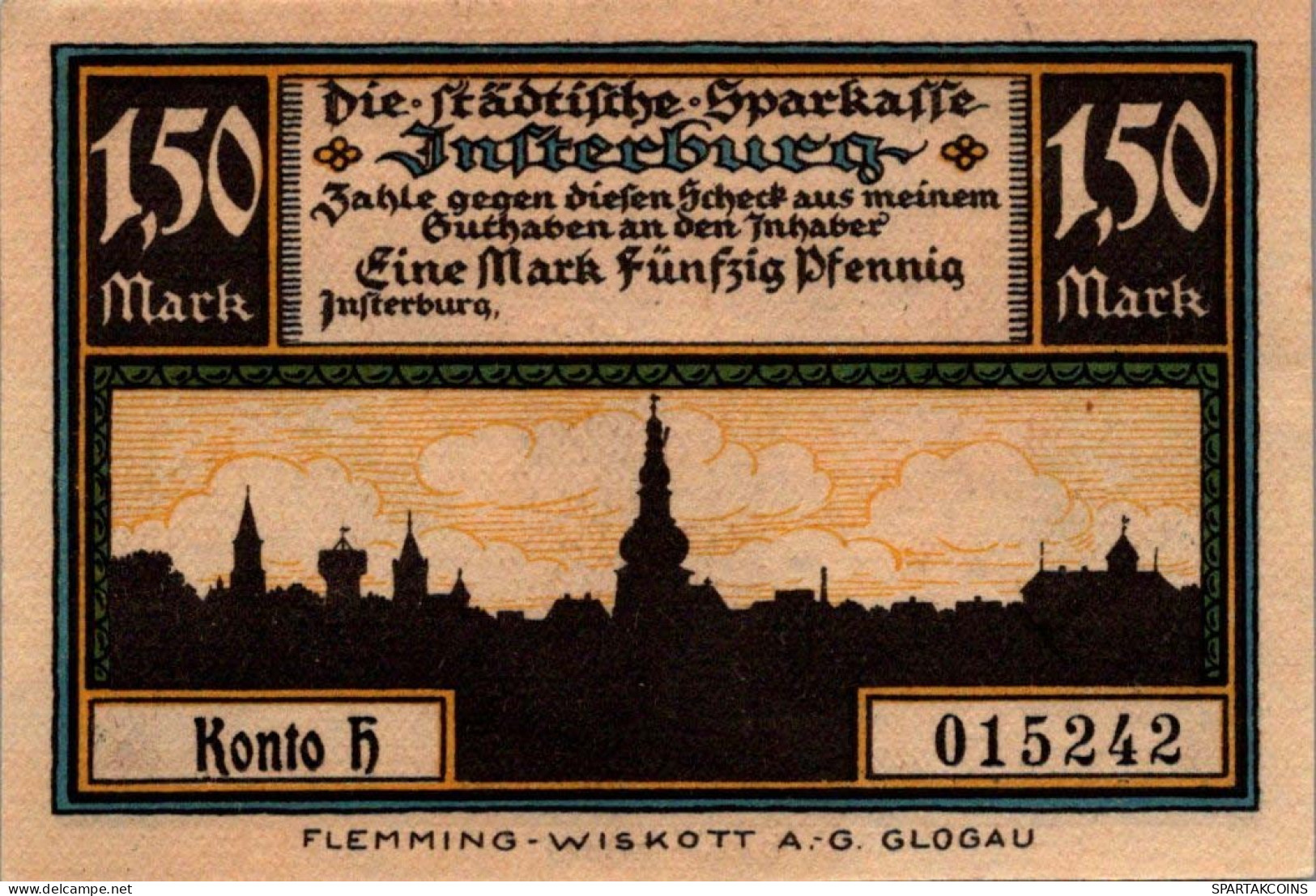 1.5 MARK 1914-1924 Stadt INSTERBURG East PRUSSLAND UNC DEUTSCHLAND Notgeld #PD128 - [11] Emisiones Locales