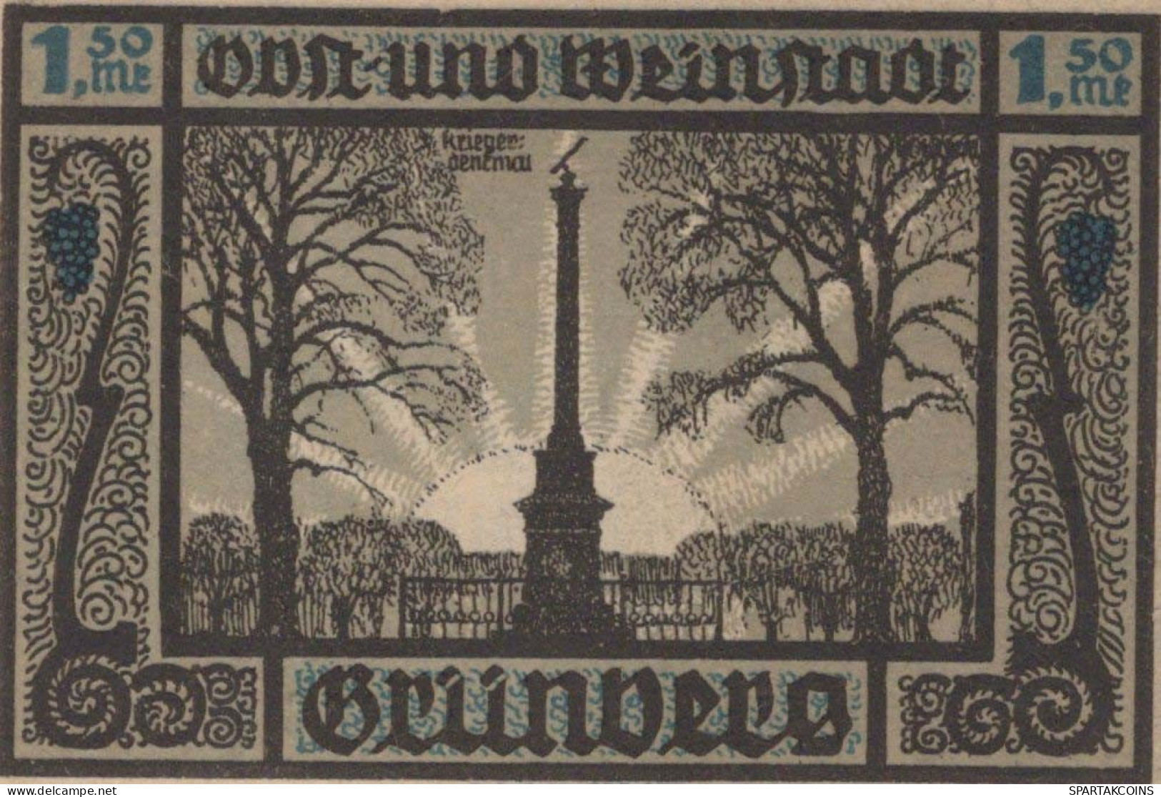 1.5 MARK 1914-1924 Stadt GRÜNBERG Niedrigeren Silesia UNC DEUTSCHLAND Notgeld #PD066 - [11] Local Banknote Issues