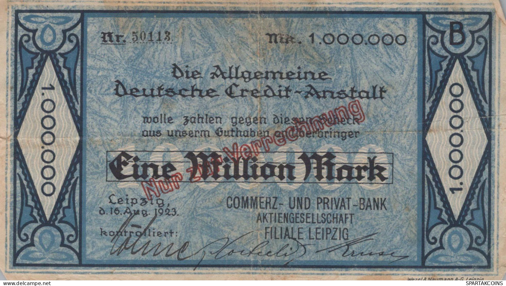 1 MILLION MARK 1923 Stadt LEIPZIG Saxony DEUTSCHLAND Papiergeld Banknote #PK951 - [11] Local Banknote Issues