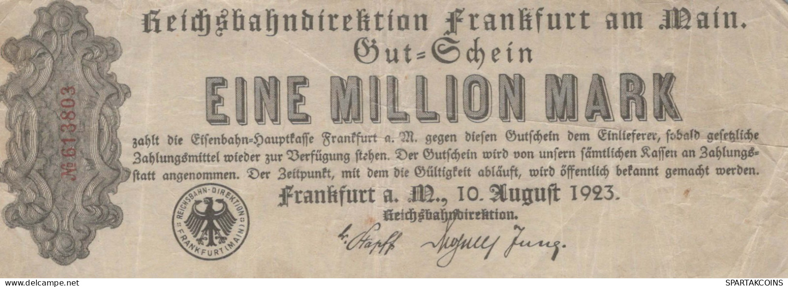 1 MILLION MARK 1923 Stadt FRANKFURT AM MAIN Hesse-Nassau DEUTSCHLAND Papiergeld Banknote #PL014 - [11] Emisiones Locales