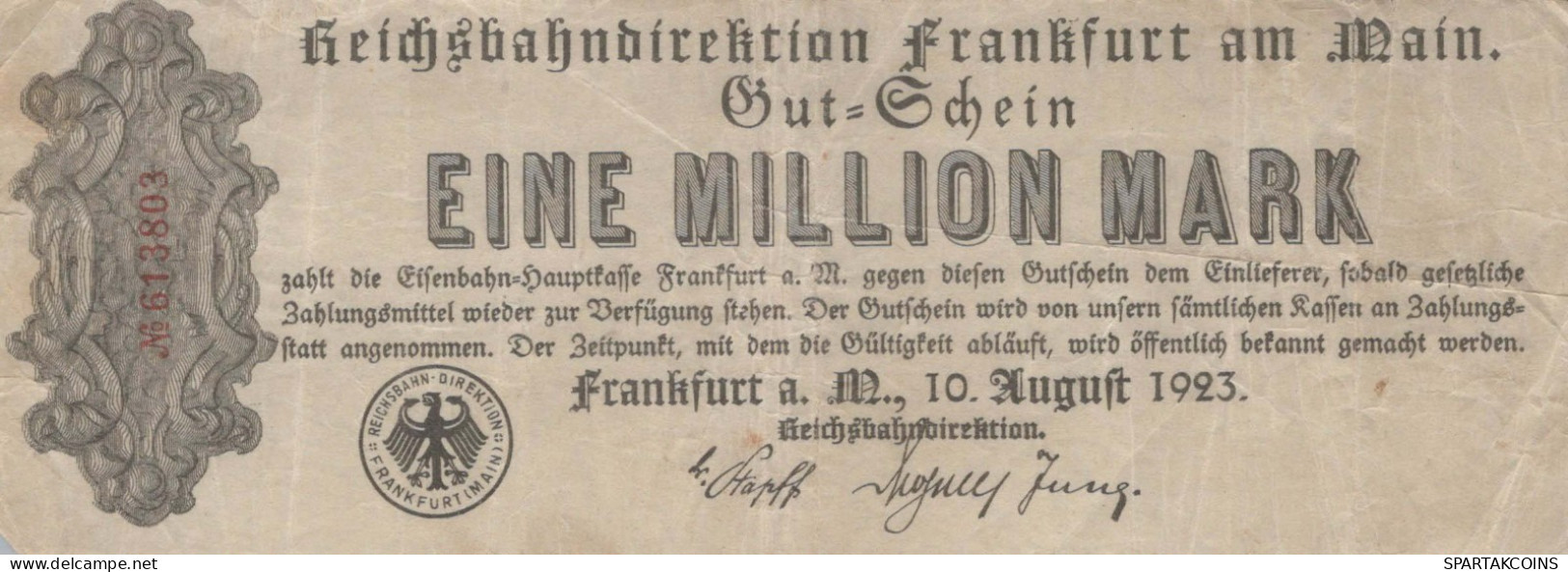 1 MILLION MARK 1923 Stadt FRANKFURT AM MAIN Hesse-Nassau DEUTSCHLAND Papiergeld Banknote #PL016 - [11] Emissions Locales