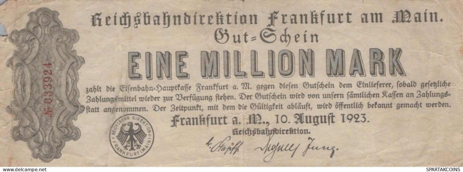 1 MILLION MARK 1923 Stadt FRANKFURT AM MAIN Hesse-Nassau DEUTSCHLAND Papiergeld Banknote #PL013 - [11] Emissions Locales