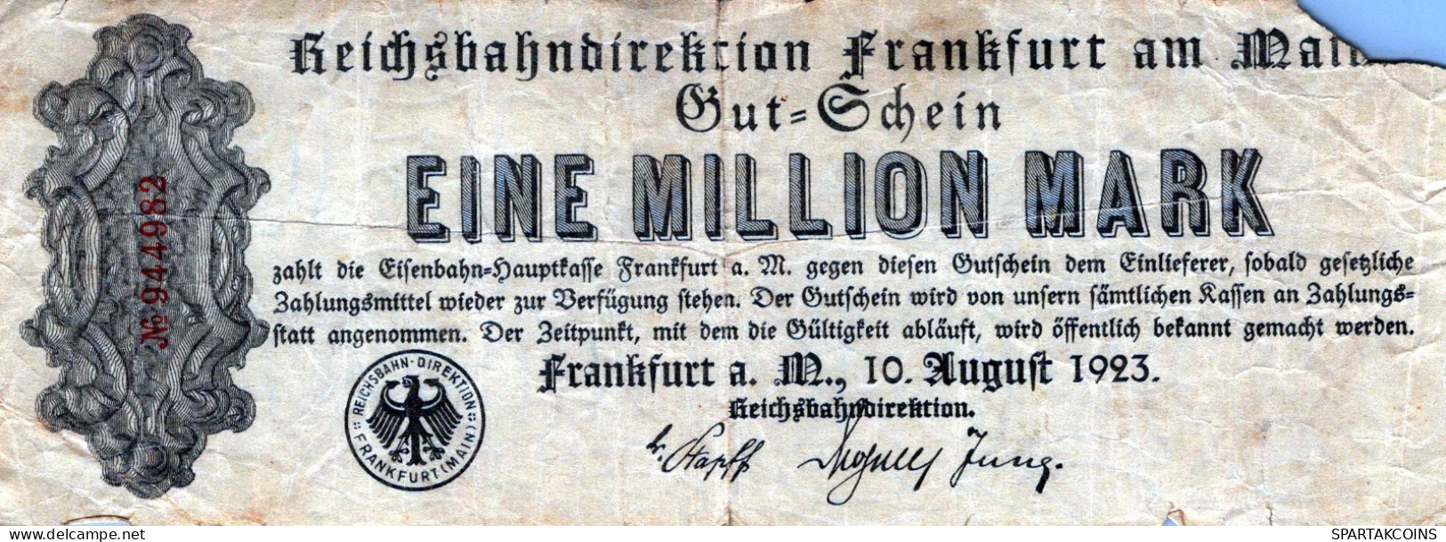 1 MILLION MARK 1923 Stadt FRANKFURT AM MAIN Hesse-Nassau DEUTSCHLAND Papiergeld Banknote #PL012 - [11] Emissions Locales