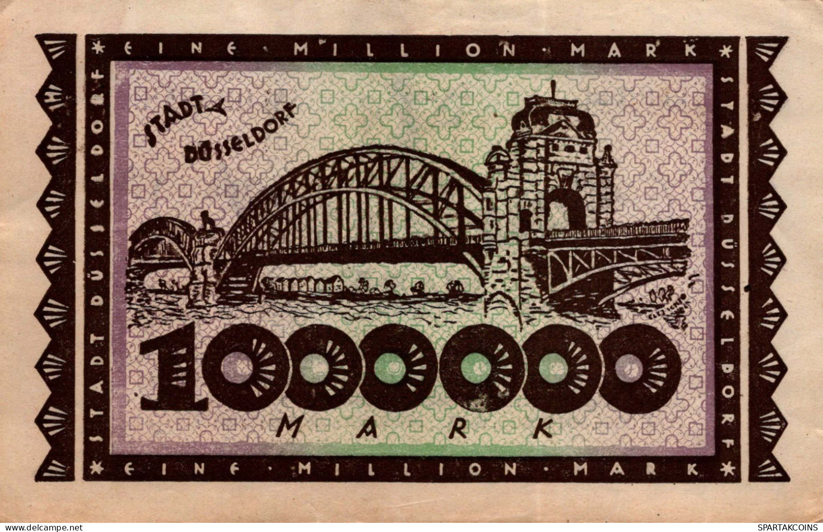 1 MILLION MARK 1923 Stadt DÜSSELDORF Rhine UNC DEUTSCHLAND Papiergeld Banknote #PK717 - [11] Emissions Locales
