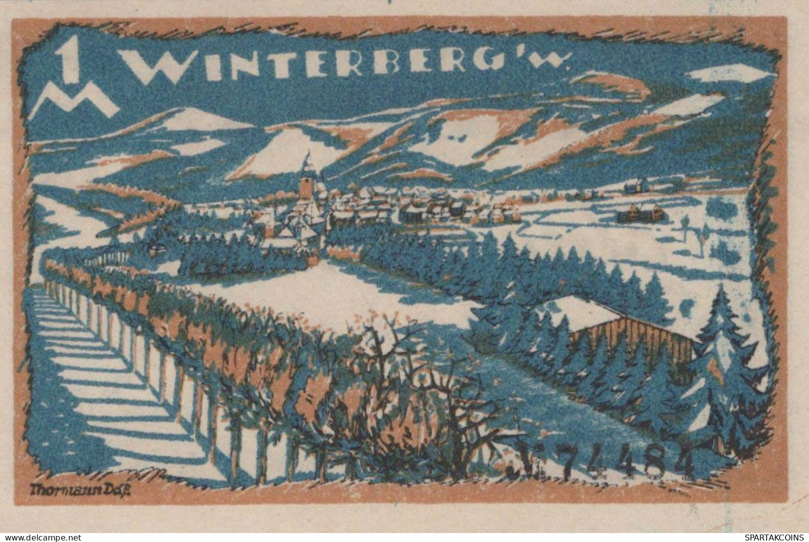 1 MARK Stadt WINTERBERG Westphalia DEUTSCHLAND Notgeld Banknote #PF679 - [11] Local Banknote Issues