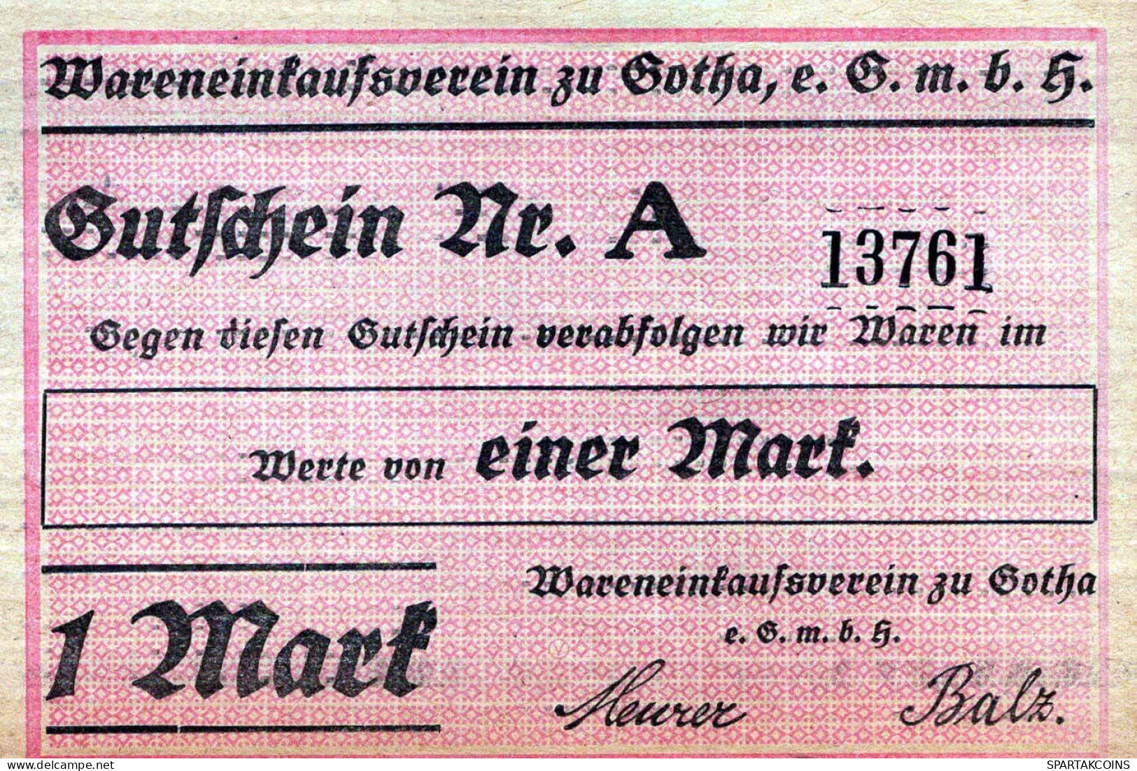 1 MARK Stadt GOTHA Saxe-Coburg And Gotha UNC DEUTSCHLAND Notgeld Banknote #PH987 - [11] Local Banknote Issues