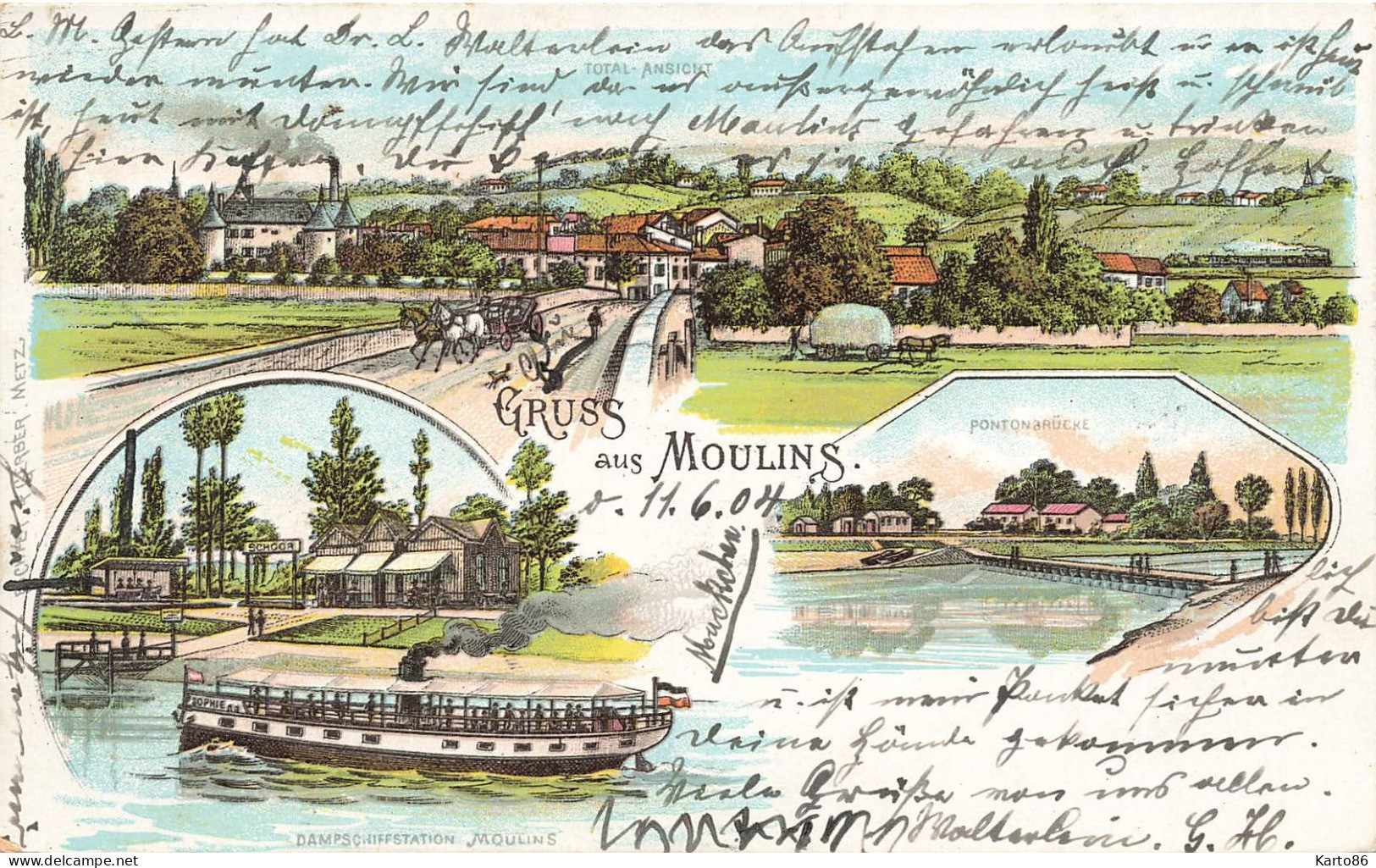 Gruss Aus Moulins * 1904 * Moulins Les Metz * CPA Litho - Other & Unclassified