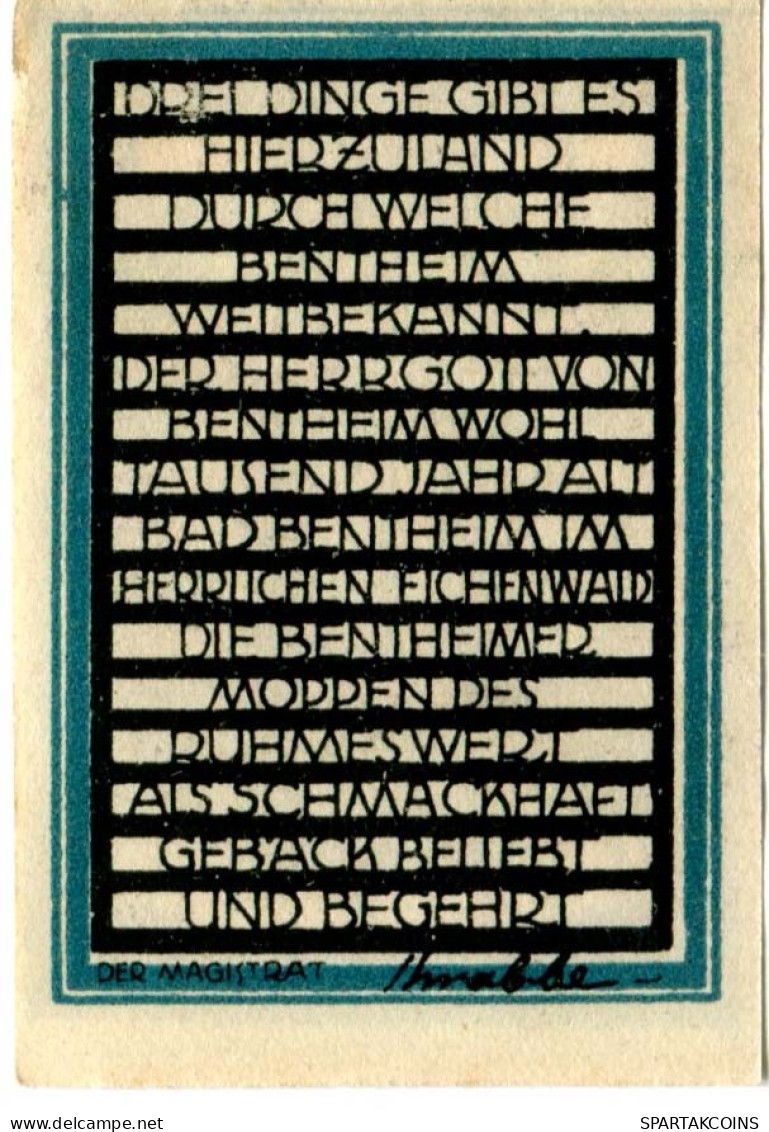 1 MARK Stadt BENTHEIM Hanover DEUTSCHLAND Notgeld Papiergeld Banknote #PL673 - [11] Emissions Locales