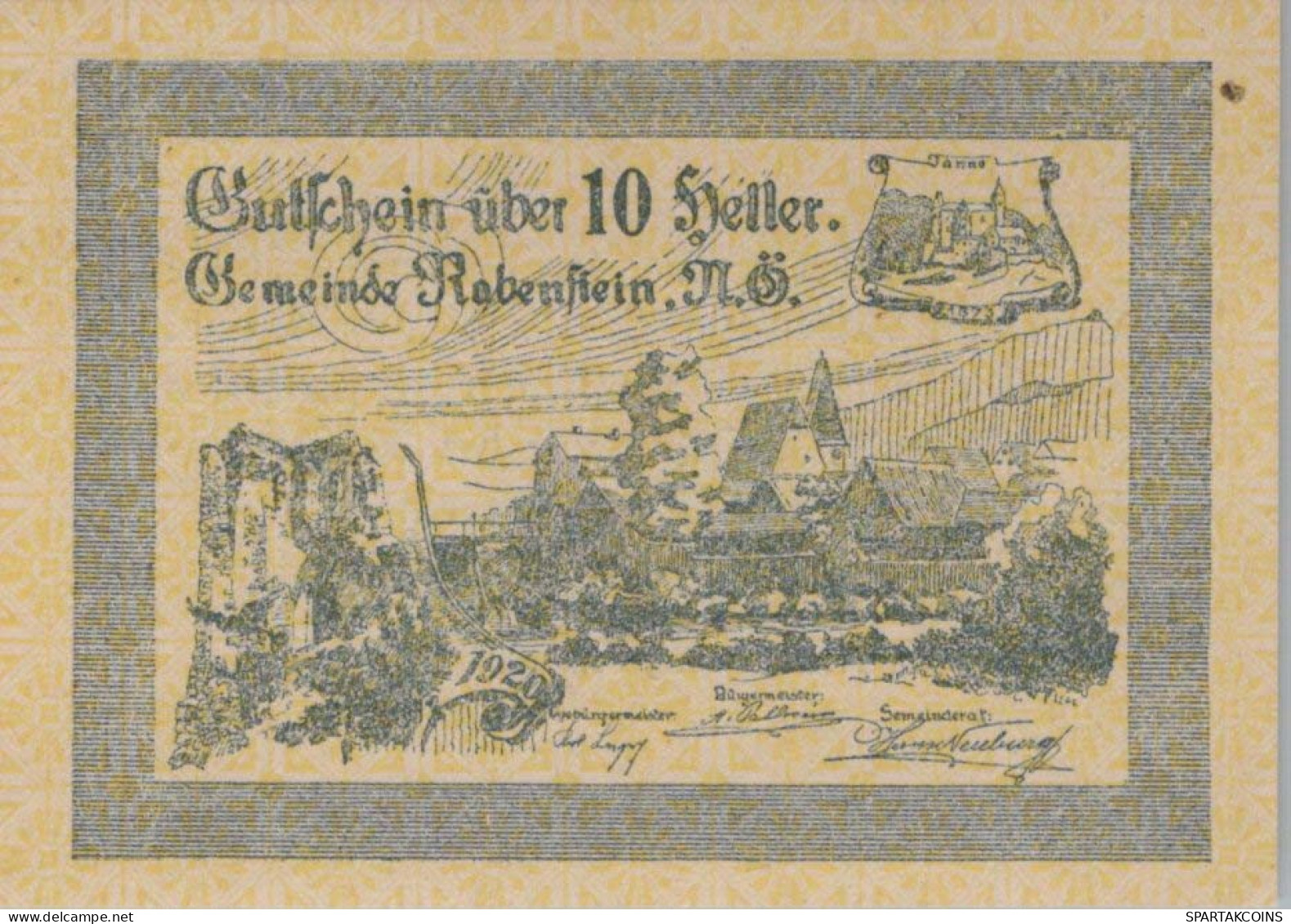 10 HELLER 1920 Stadt RABENSTEIN Niedrigeren Österreich Notgeld #PE573 - Lokale Ausgaben