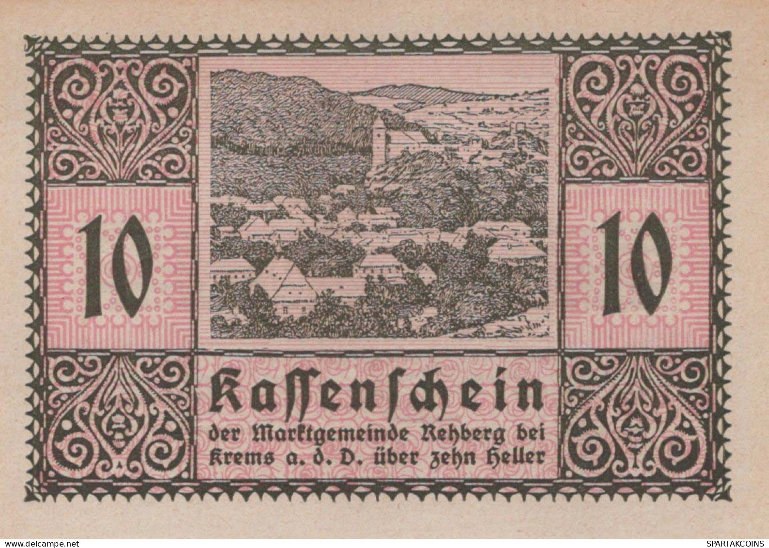 10 HELLER 1920 Stadt REHBERG BEI KREMS AN DER DONAU Niedrigeren Österreich Notgeld Papiergeld Banknote #PG799 - Lokale Ausgaben