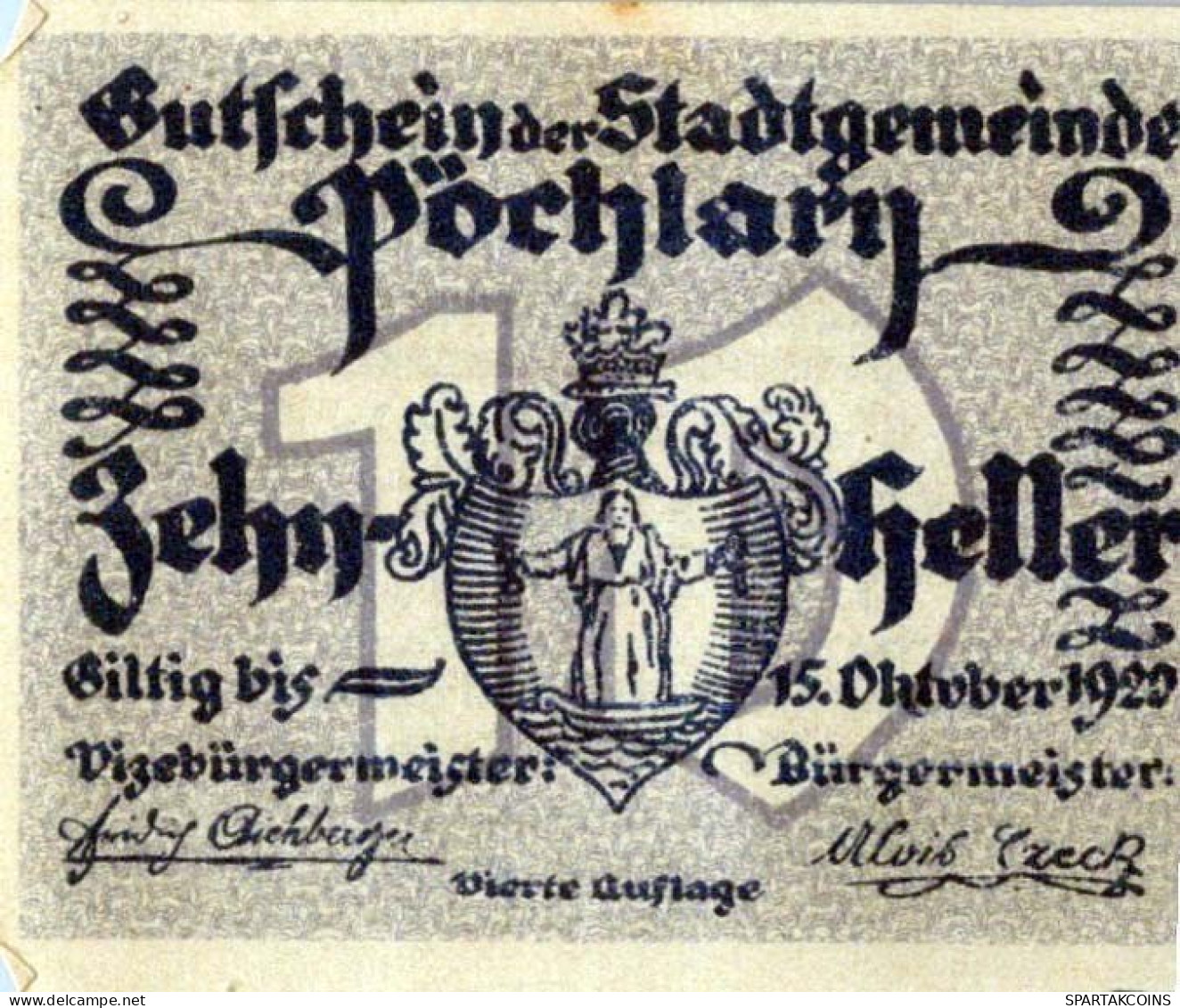10 HELLER 1920 Stadt PoCHLARN Niedrigeren Österreich Notgeld Banknote #PI173 - Lokale Ausgaben