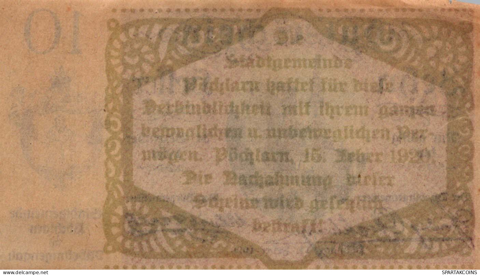 10 HELLER 1920 Stadt PoCHLARN Niedrigeren Österreich Notgeld Banknote #PE414 - Lokale Ausgaben