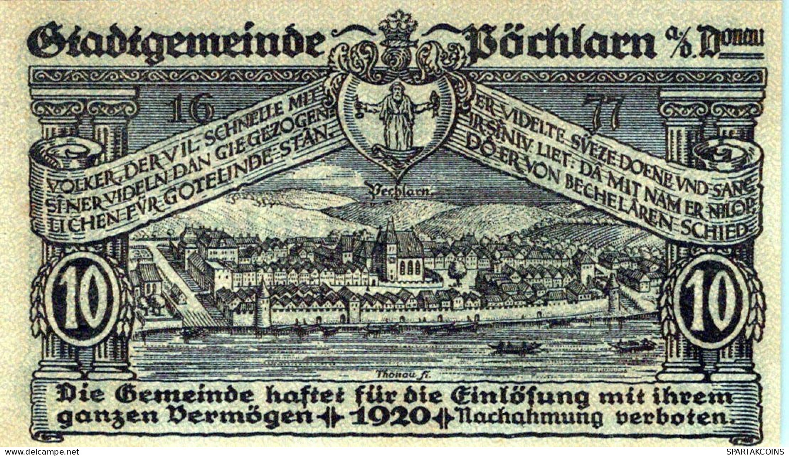 10 HELLER 1920 Stadt PoCHLARN Niedrigeren Österreich Notgeld Banknote #PE323 - [11] Local Banknote Issues