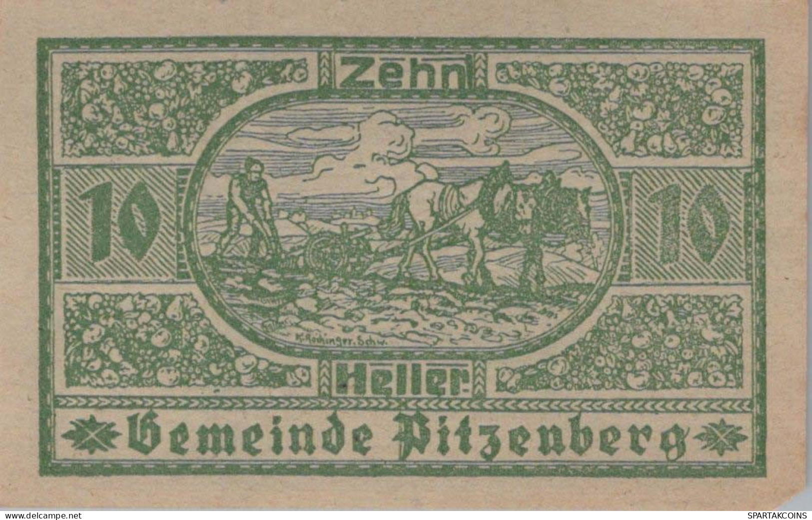 10 HELLER 1920 Stadt PITZENBERG Oberösterreich Österreich Notgeld Papiergeld Banknote #PG621 - [11] Local Banknote Issues