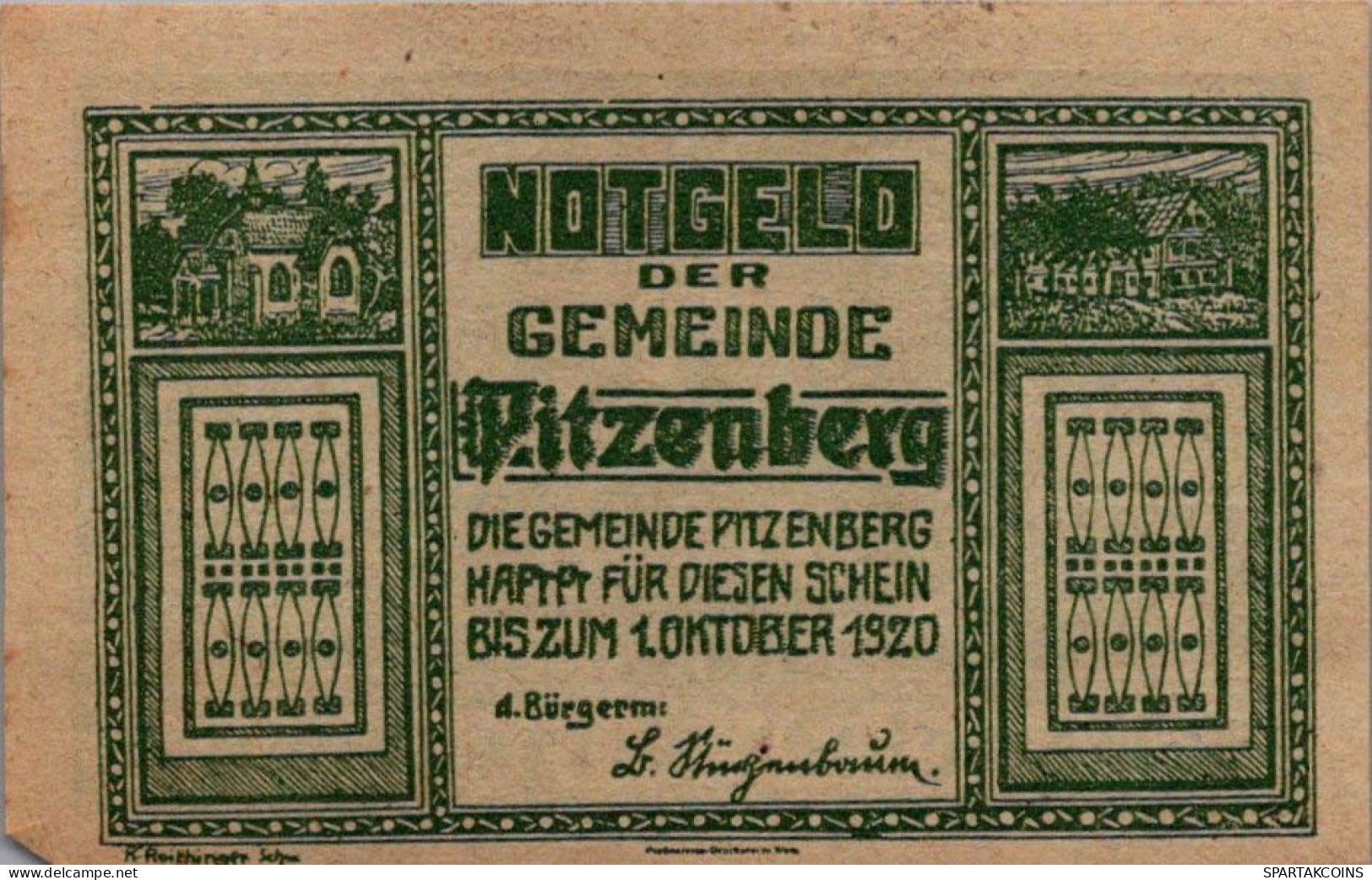 10 HELLER 1920 Stadt PITZENBERG Oberösterreich Österreich Notgeld Papiergeld Banknote #PG621 - [11] Emissions Locales