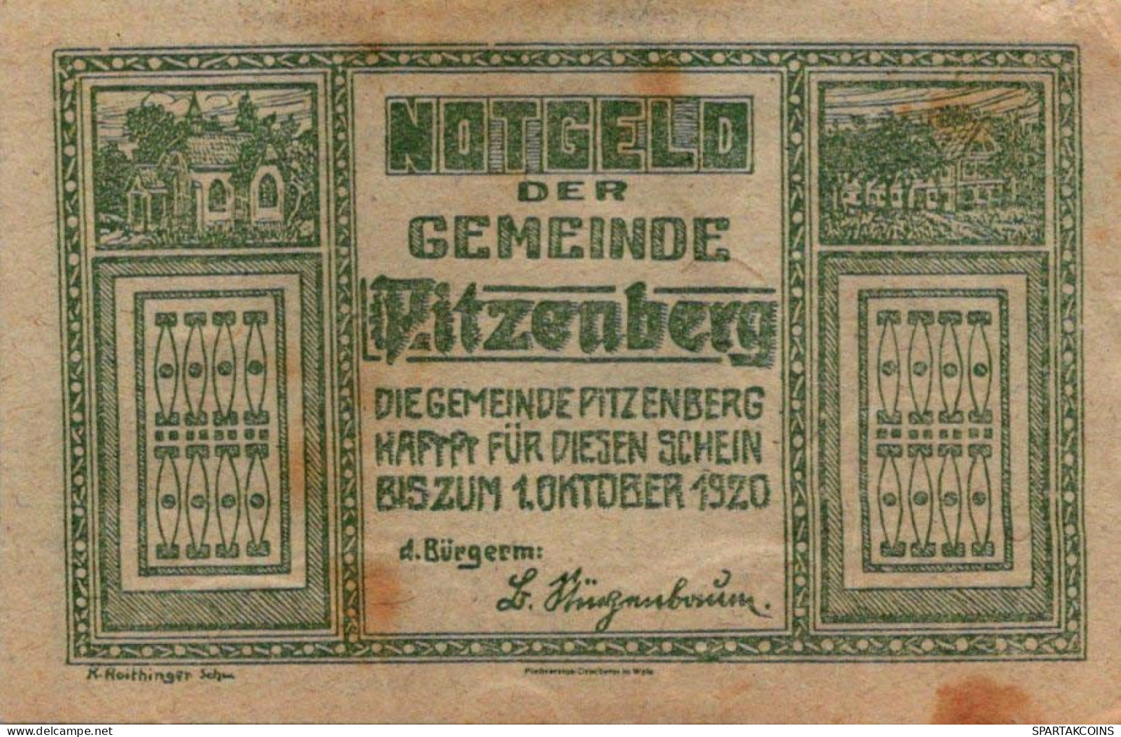 10 HELLER 1920 Stadt PITZENBERG Oberösterreich Österreich Notgeld #PE355 - [11] Lokale Uitgaven