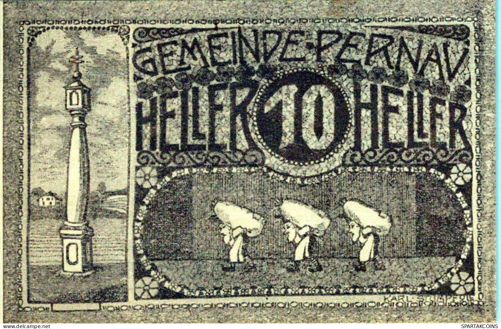 10 HELLER 1920 Stadt PERNAU Oberösterreich Österreich Notgeld Banknote #PJ219 - [11] Local Banknote Issues