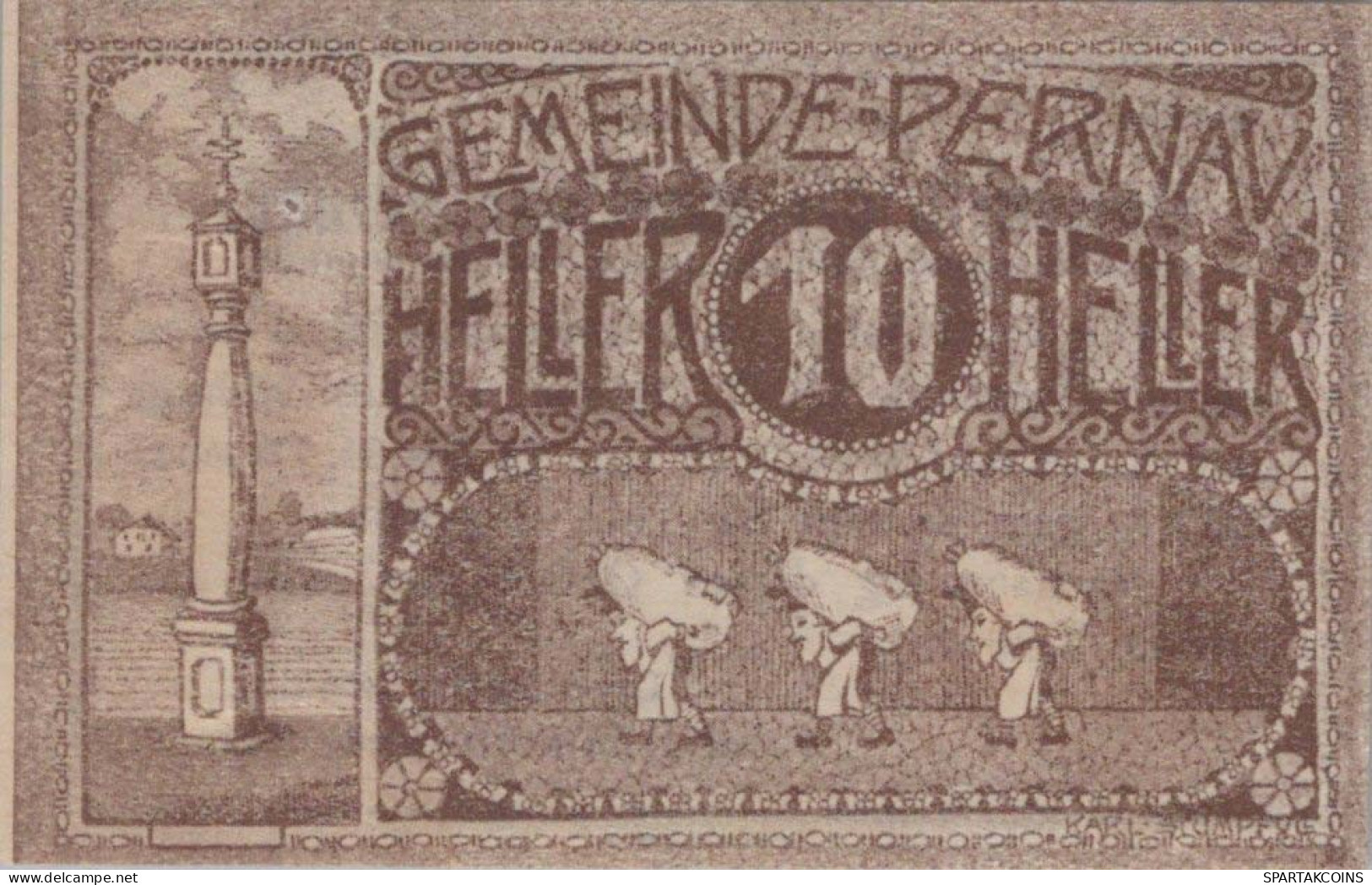 10 HELLER 1920 Stadt PERNAU Oberösterreich Österreich Notgeld Banknote #PE333 - [11] Lokale Uitgaven