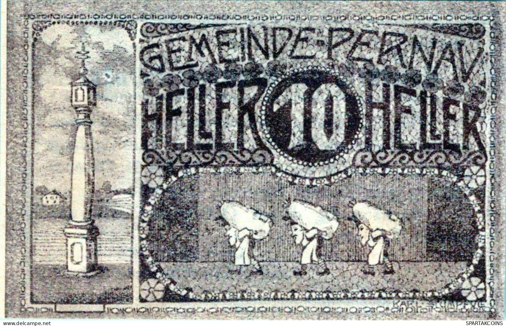 10 HELLER 1920 Stadt PERNAU Oberösterreich Österreich Notgeld Banknote #PE333 - [11] Lokale Uitgaven