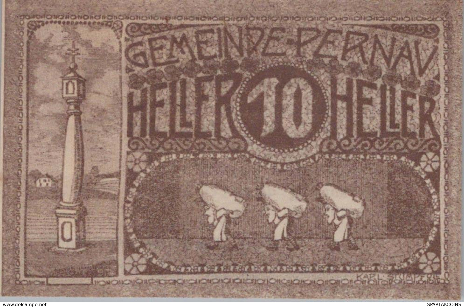 10 HELLER 1920 Stadt PERNAU Oberösterreich Österreich Notgeld Banknote #PE345 - [11] Lokale Uitgaven