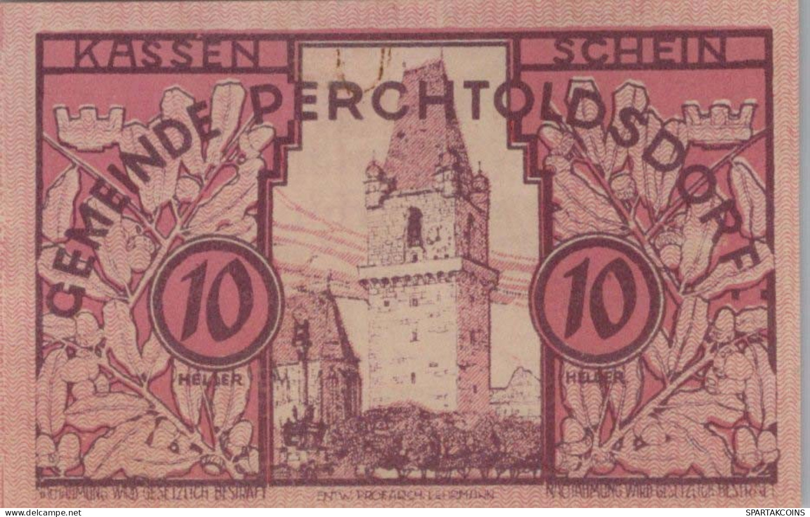 10 HELLER 1920 Stadt PERCHTOLDSDORF Niedrigeren Österreich Notgeld #PE305 - Lokale Ausgaben