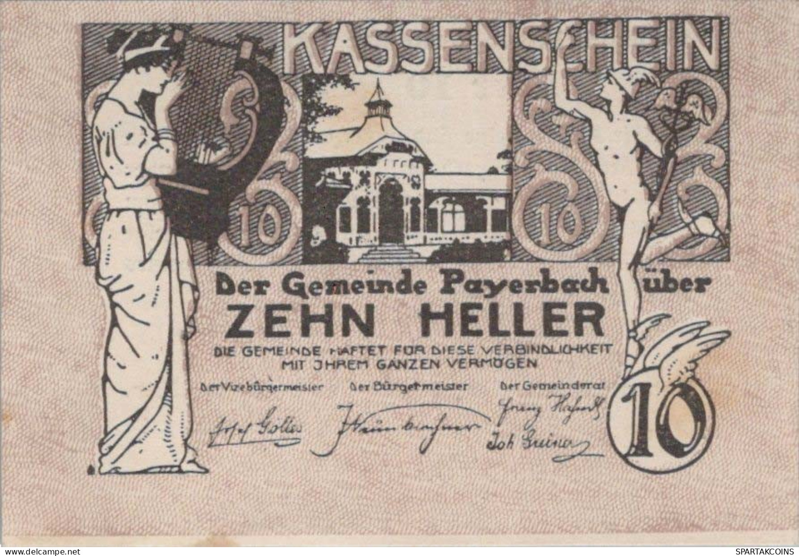 10 HELLER 1920 Stadt PAYERBACH Niedrigeren Österreich Notgeld Banknote #PE294 - [11] Emissioni Locali