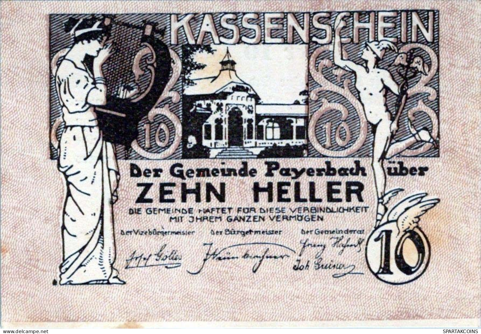 10 HELLER 1920 Stadt PAYERBACH Niedrigeren Österreich Notgeld Banknote #PE294 - [11] Emissions Locales