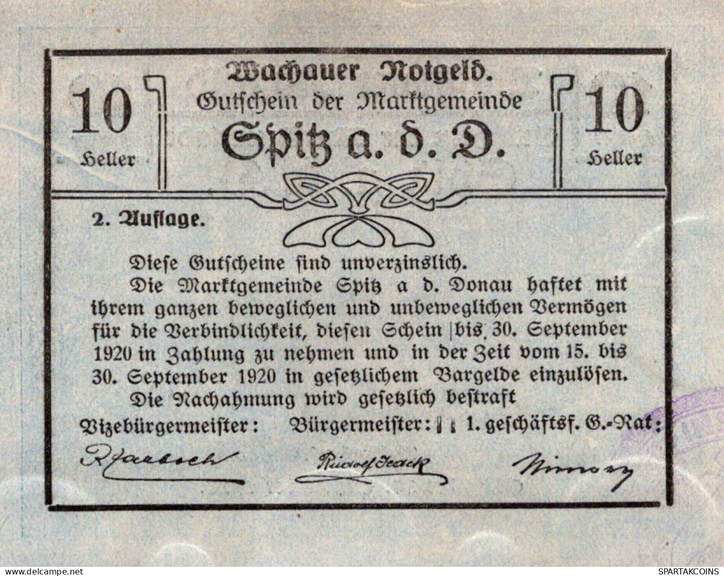 10 HELLER 1920 Stadt Österreich Notgeld Papiergeld Banknote #PE050 - Lokale Ausgaben