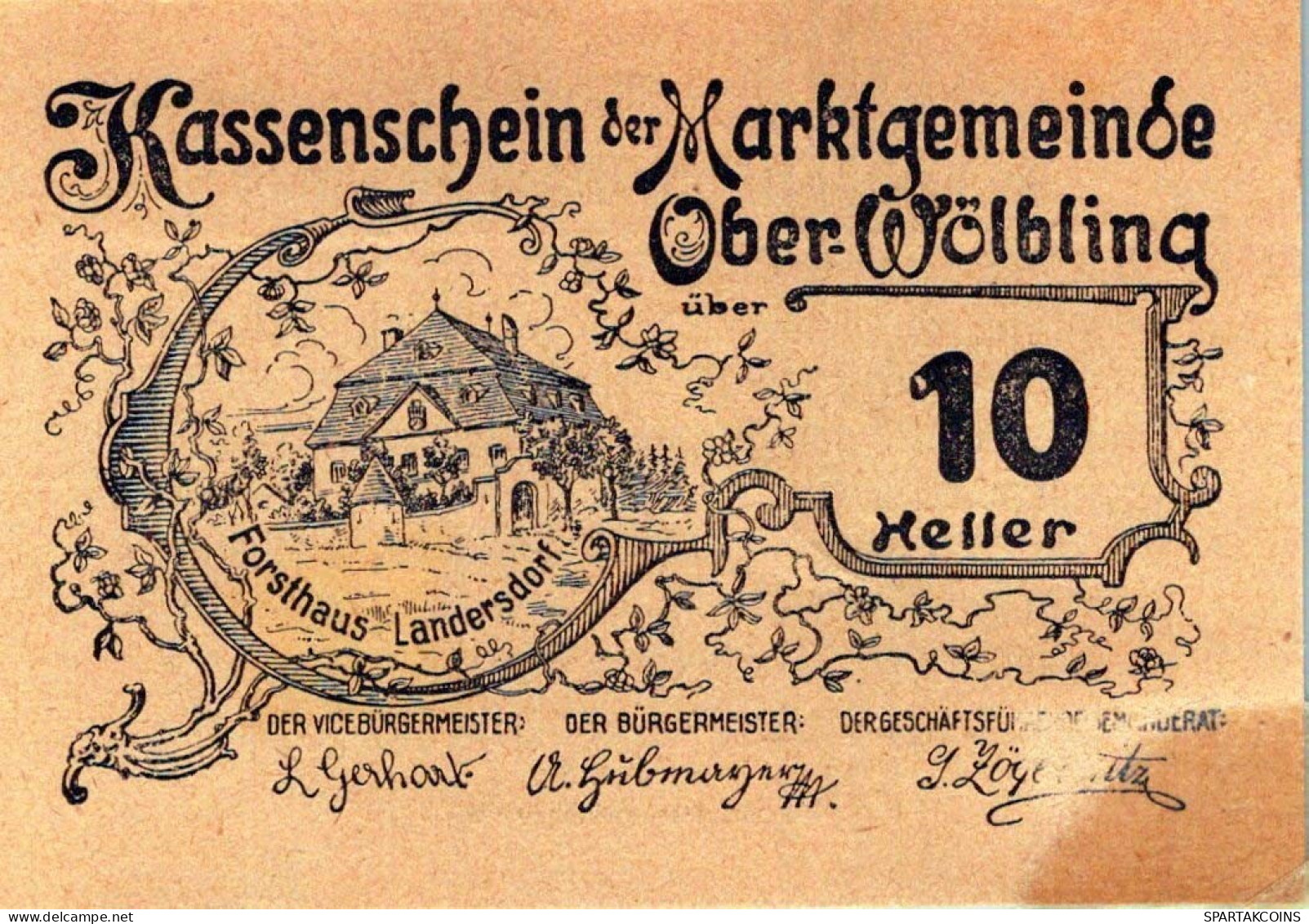 10 HELLER 1920 Stadt OBER-WoLBLING Niedrigeren Österreich Notgeld #PE244 - [11] Emissioni Locali