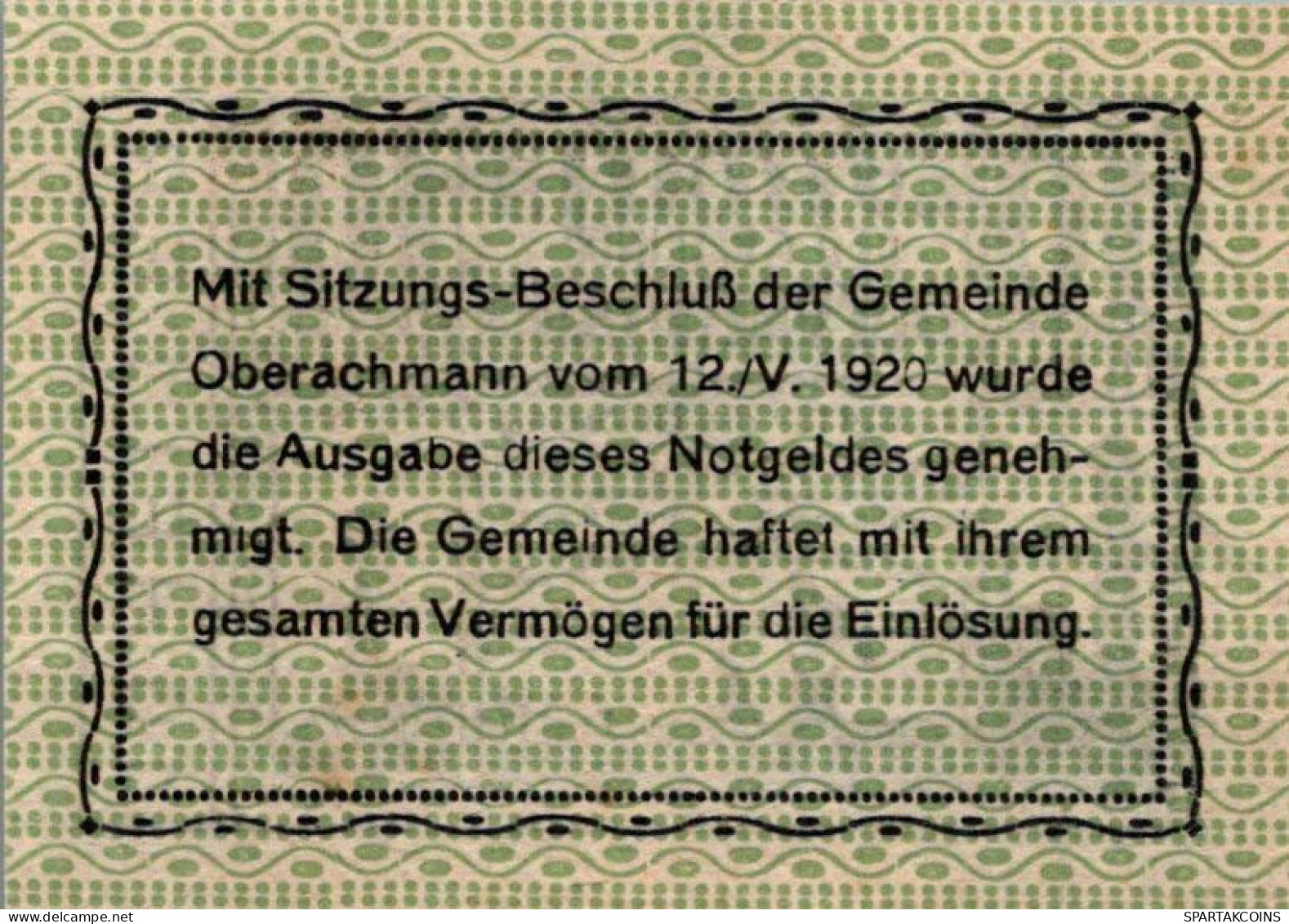 10 HELLER 1920 Stadt OBERACHMANN Oberösterreich Österreich Notgeld #PE477 - Lokale Ausgaben