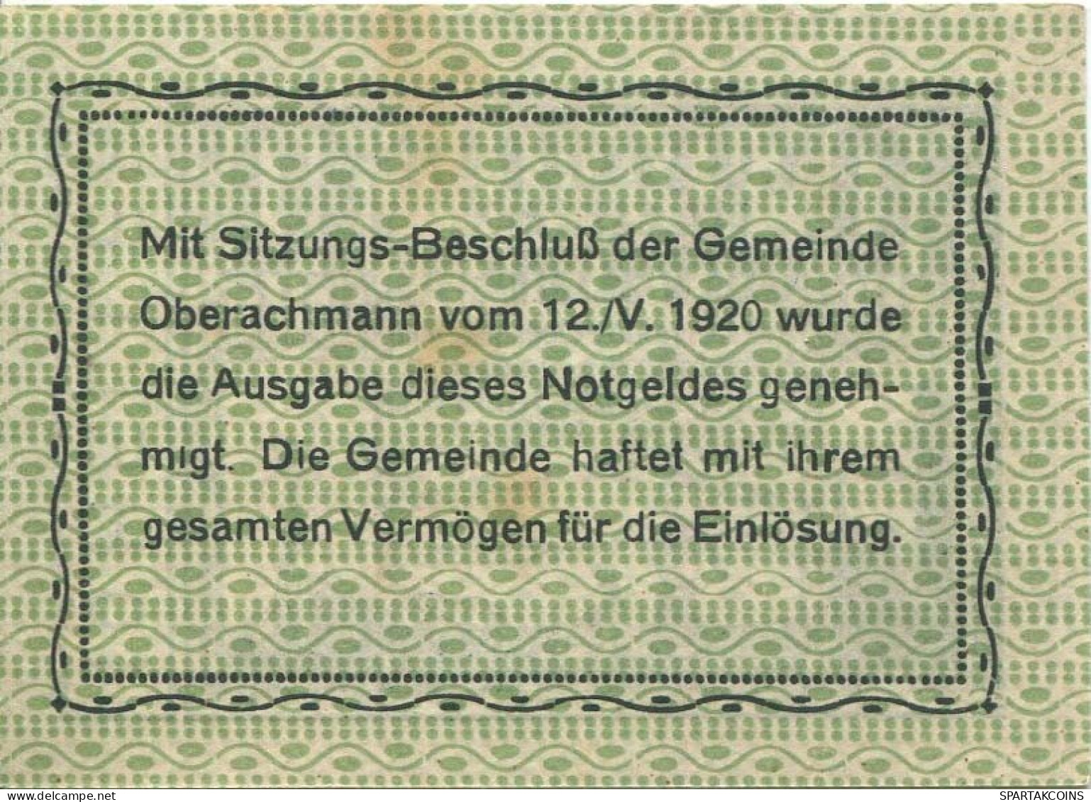 10 HELLER 1920 Stadt OBERACHMANN Oberösterreich Österreich Notgeld Papiergeld Banknote #PL797 - [11] Emissioni Locali